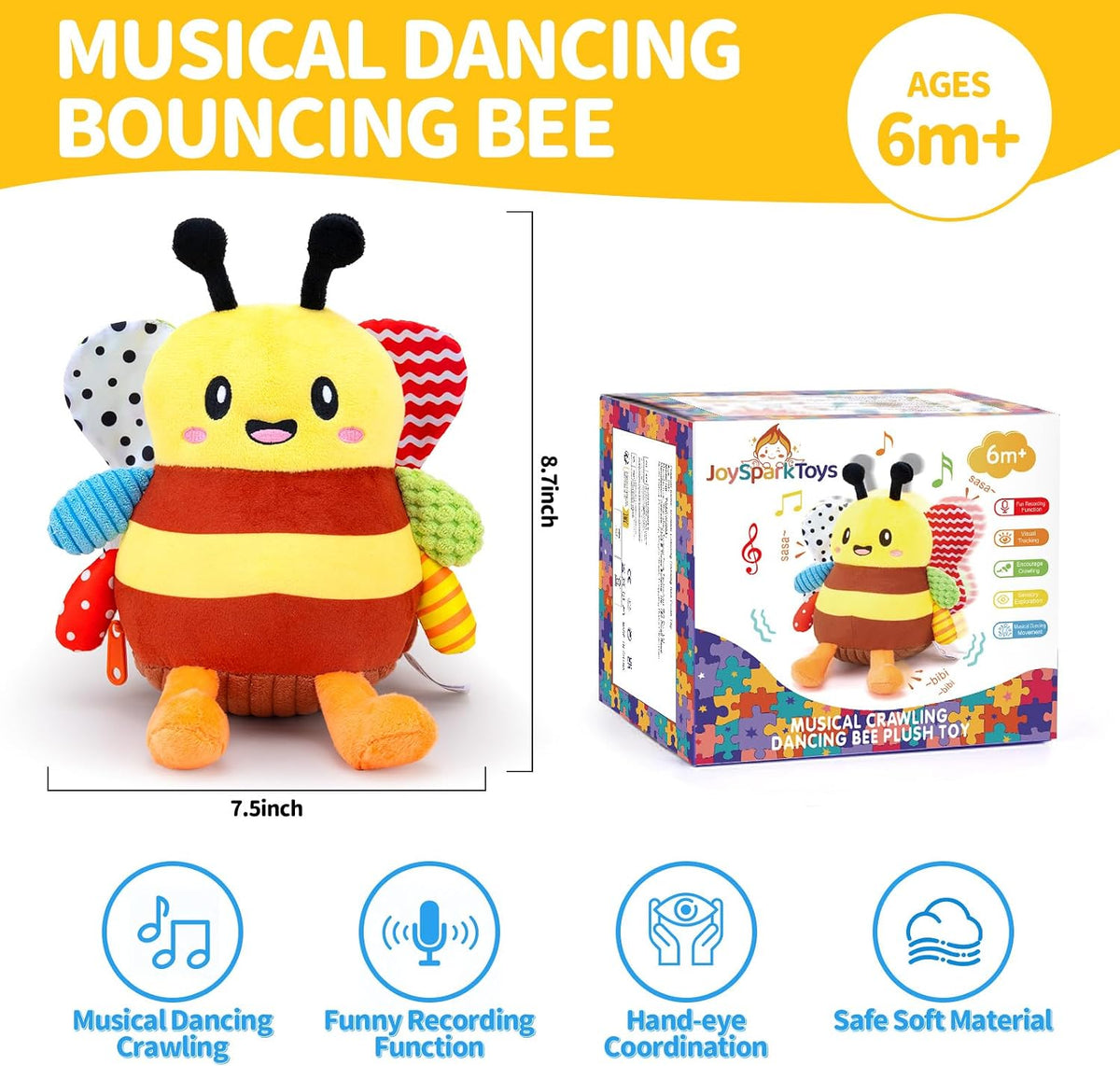 Juguetes para bebés de 12 a 18 meses, juguete musical de peluche pa...