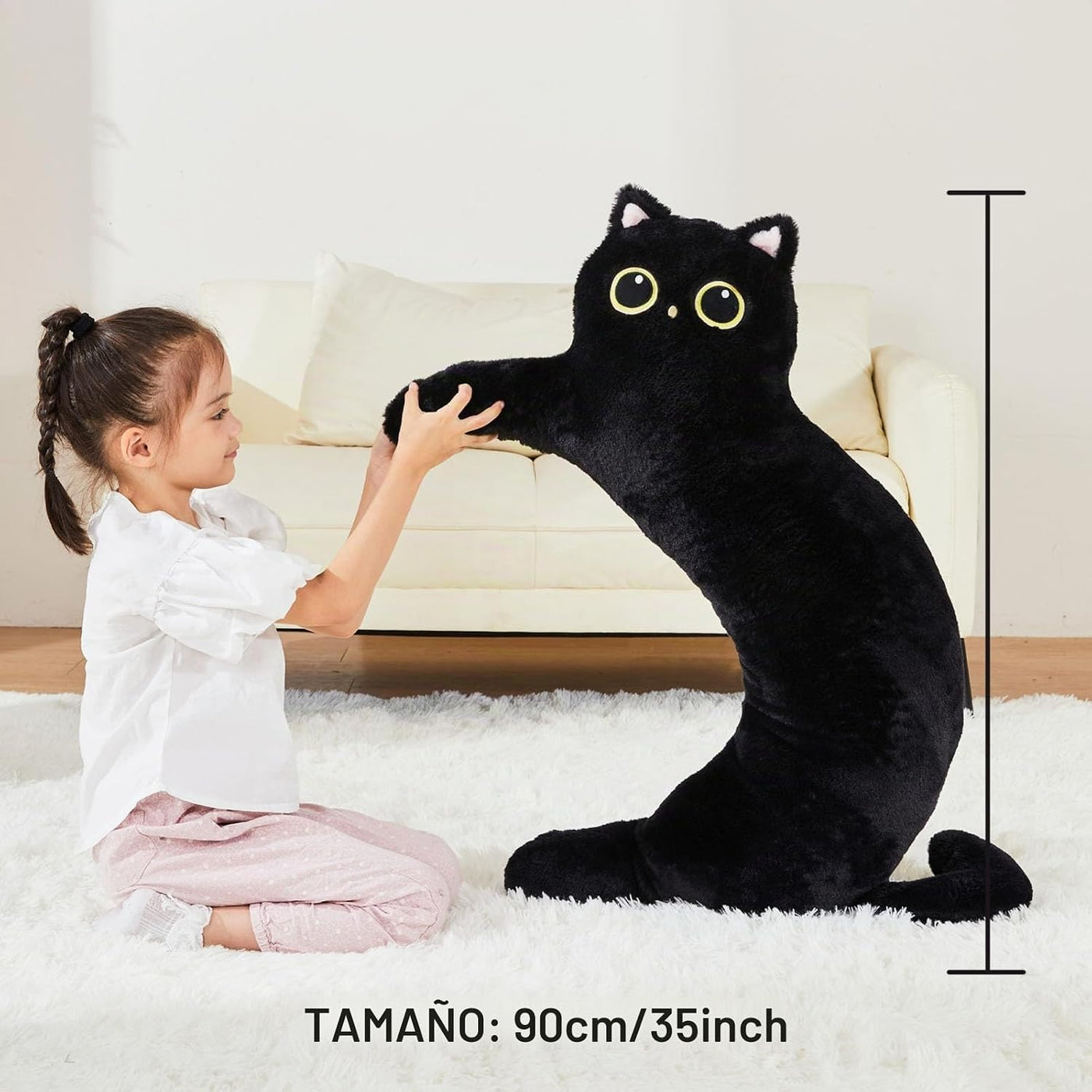 TPVV Peluche de gato gigante de 35 pulgadas, almohada gigante de ga...
