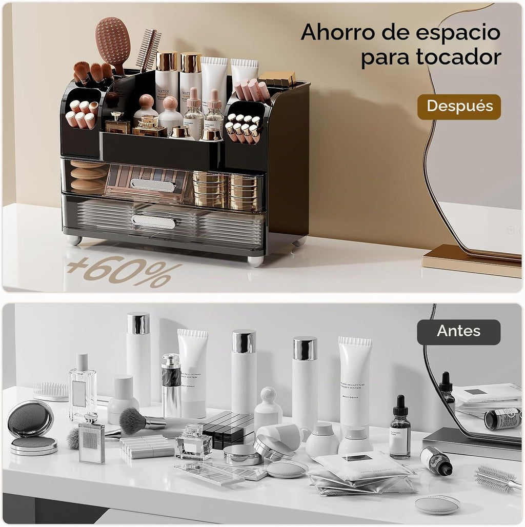 UFORU Organizador de maquillaje para encimera con 2 cajones grandes...