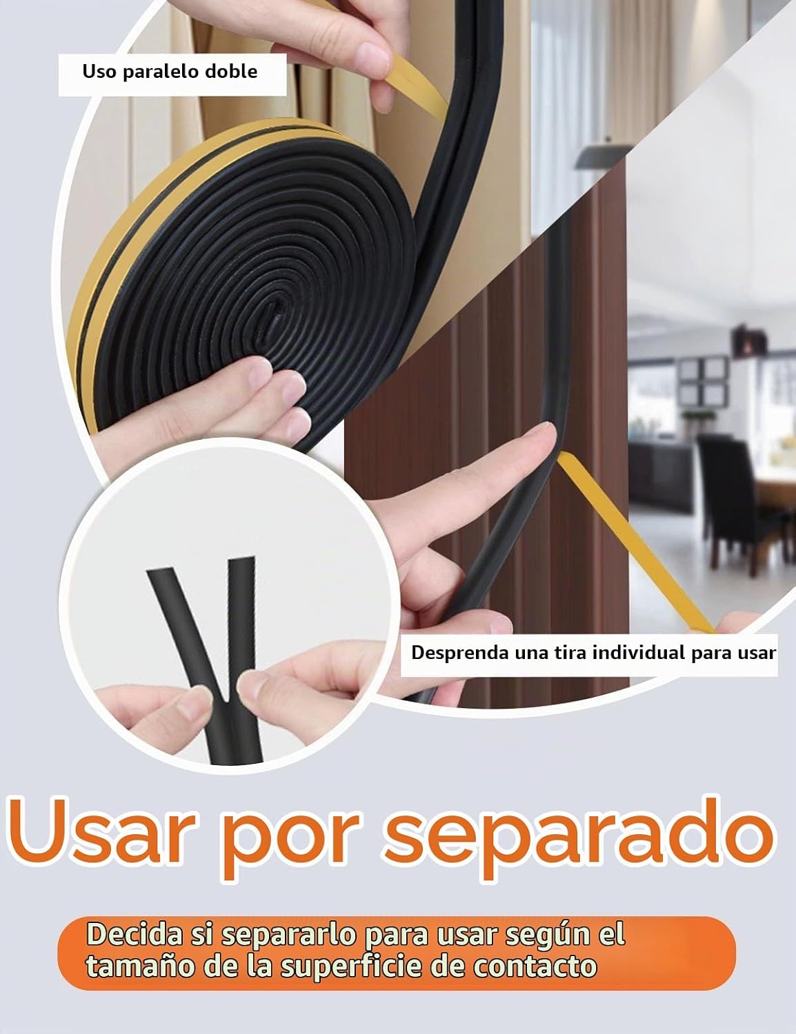 Burlete de puerta autoadhesivo para puerta, burlete de silicona en...