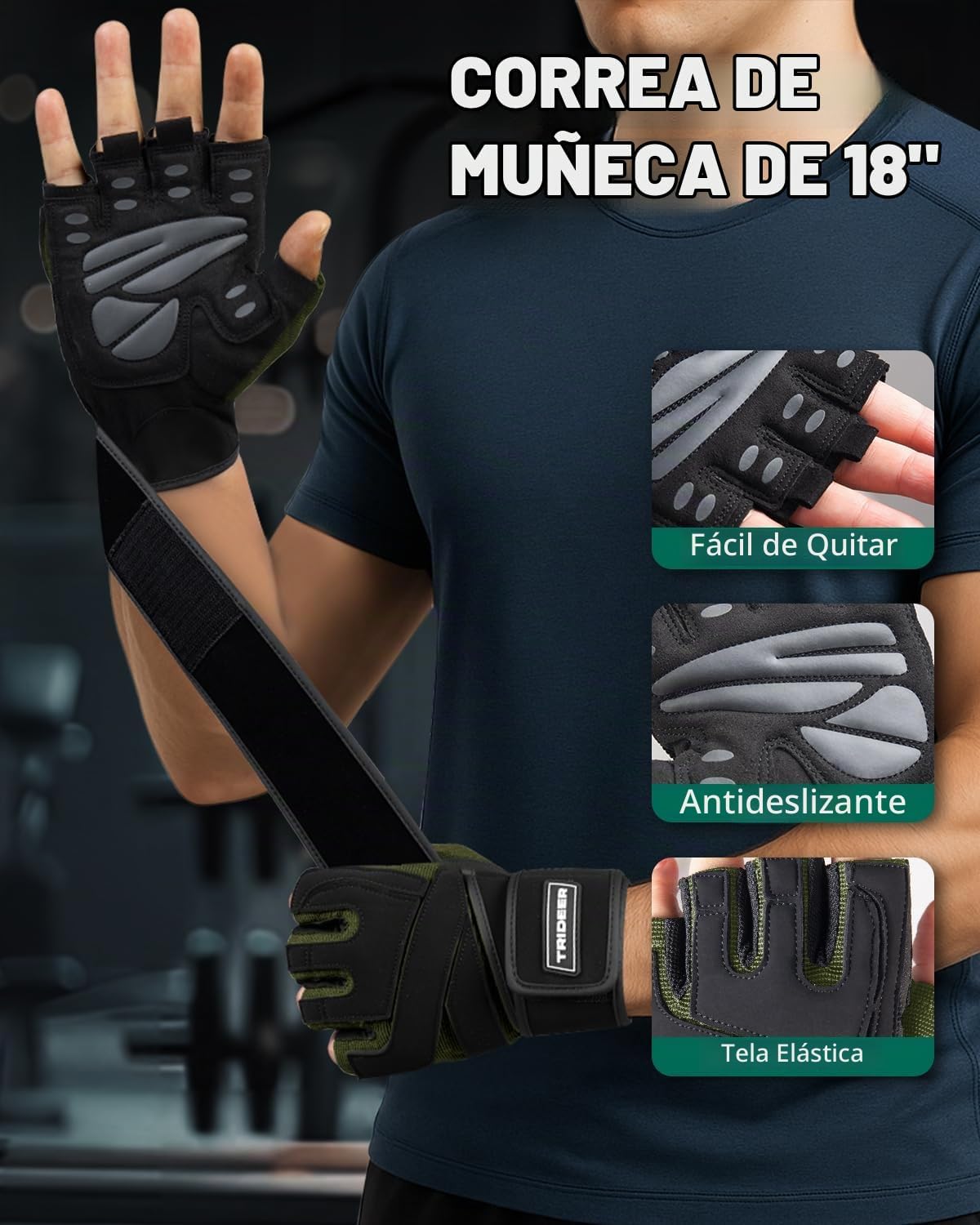 Trideer Guantes de entrenamiento para hombres, guantes para levanta...