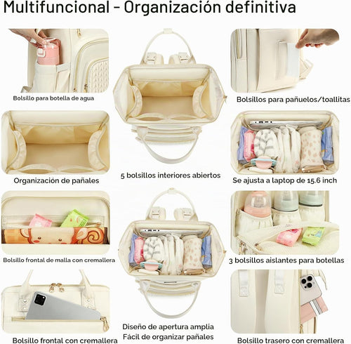 AIJIEKE Bolsa de pañales, mochila grande para pañales de bebé de gr...