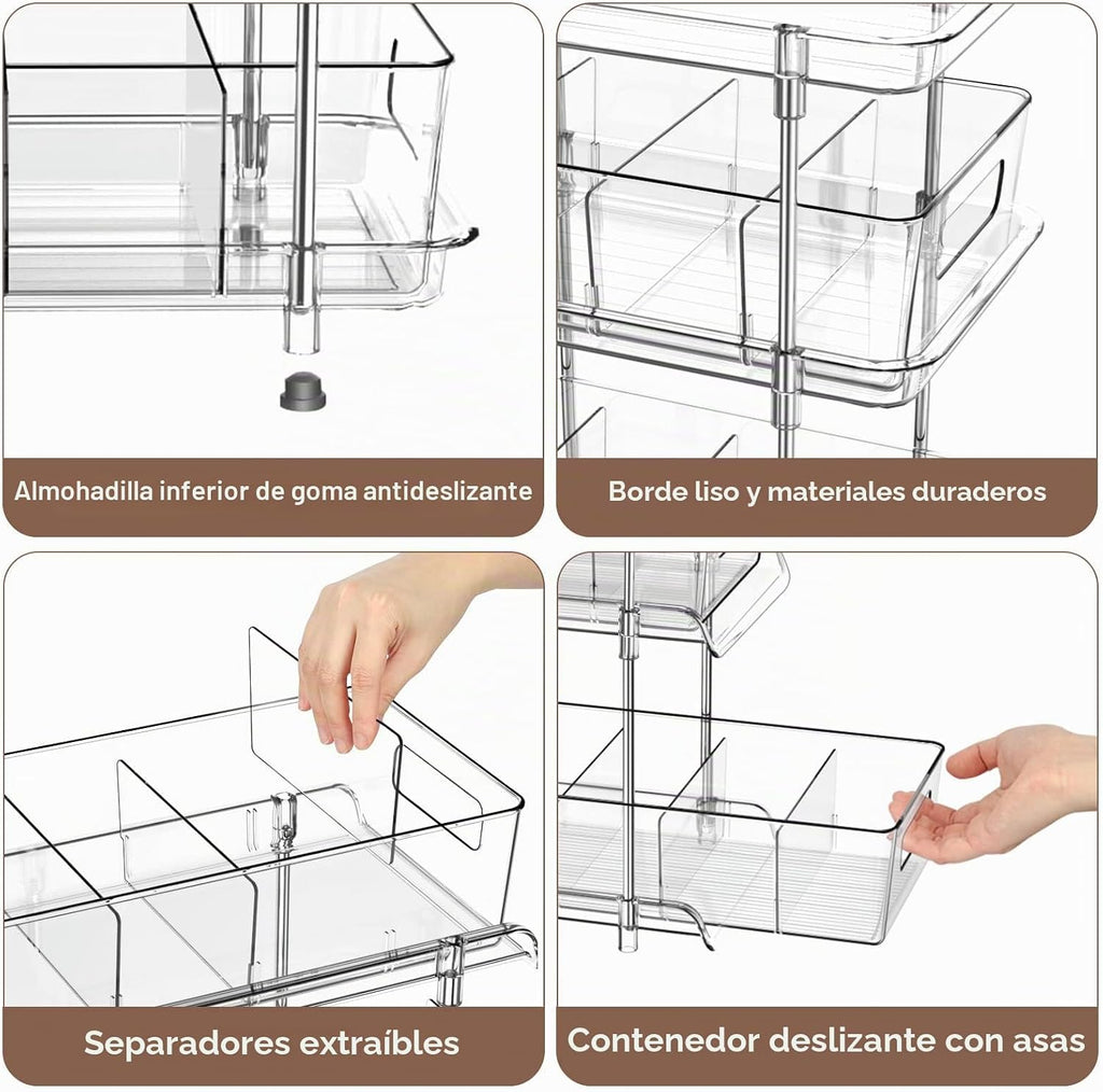 Organizador de baño transparente de 3 niveles con divisores, organi...