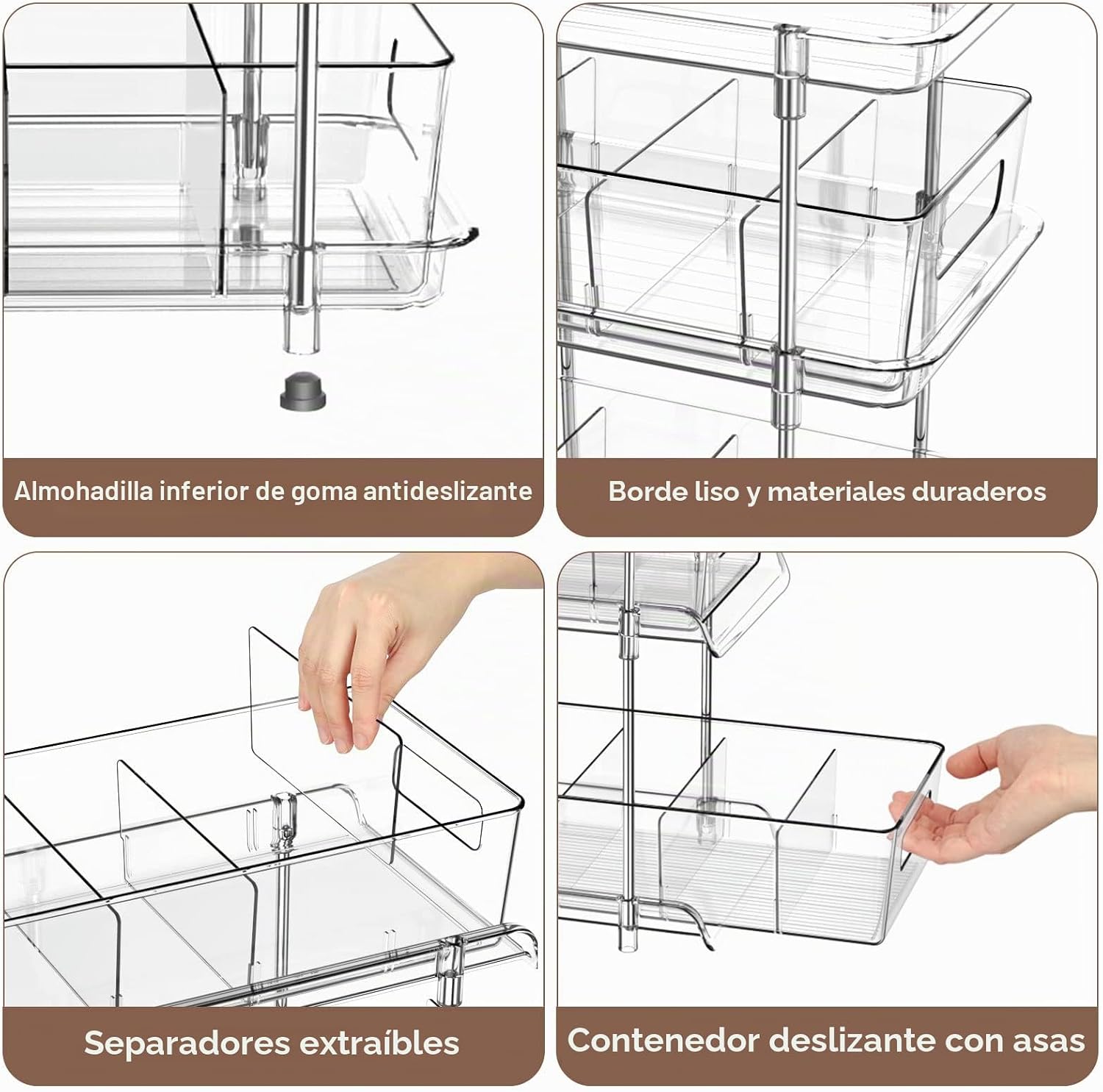 Organizador de baño transparente de 3 niveles con divisores, organi...