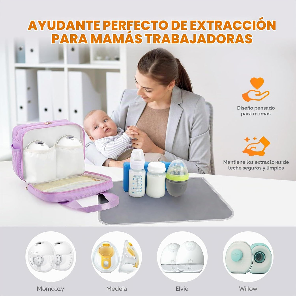 PIIOSER Bolsa de viaje enfriadora de leche materna con bolsa de hie...