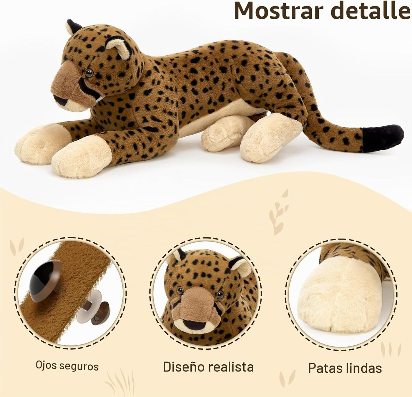 MaoGoLan Animal de peluche grande de guepardo para niño, juguete de...