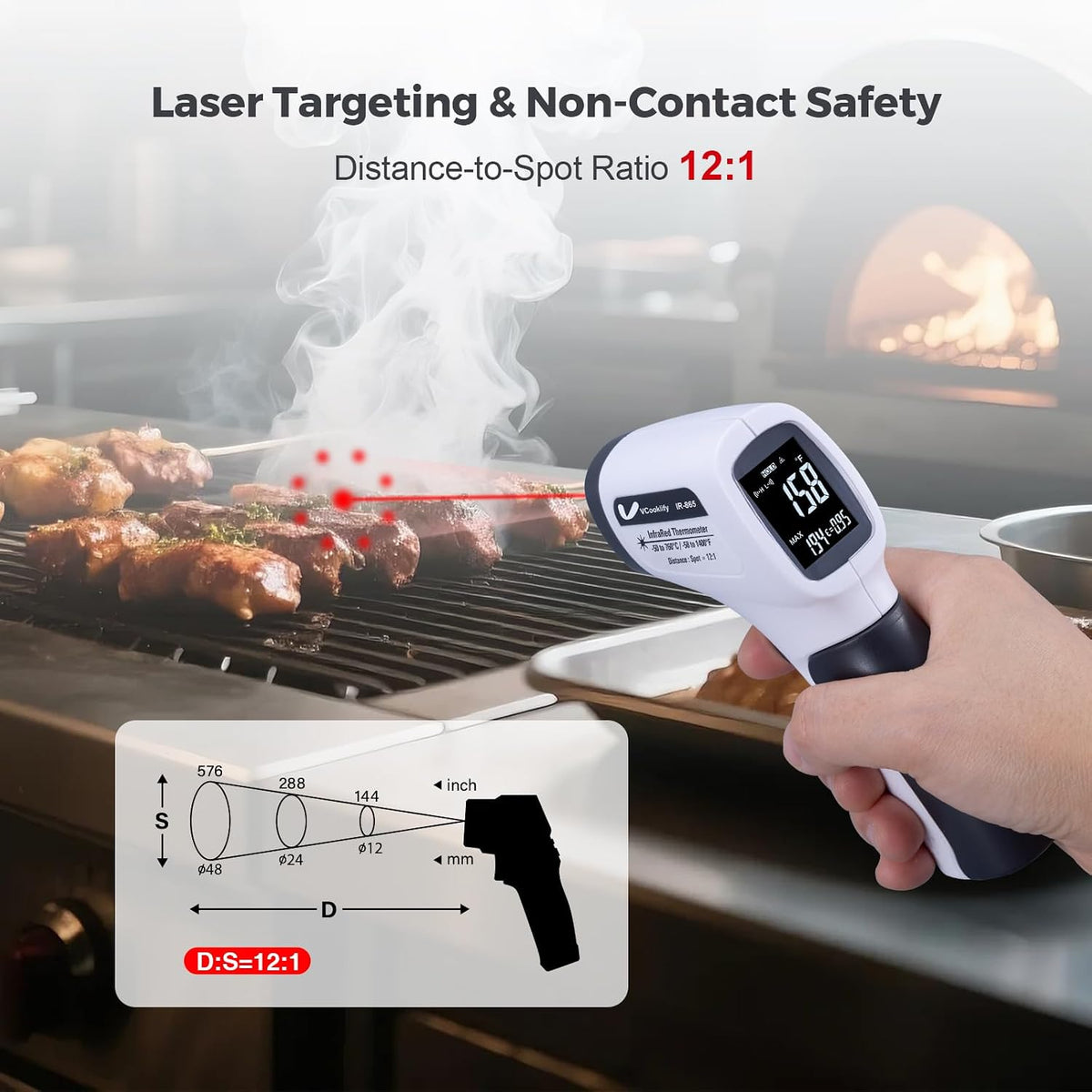 Pistola de temperatura VCooklify para carne, pistola de termómetro...