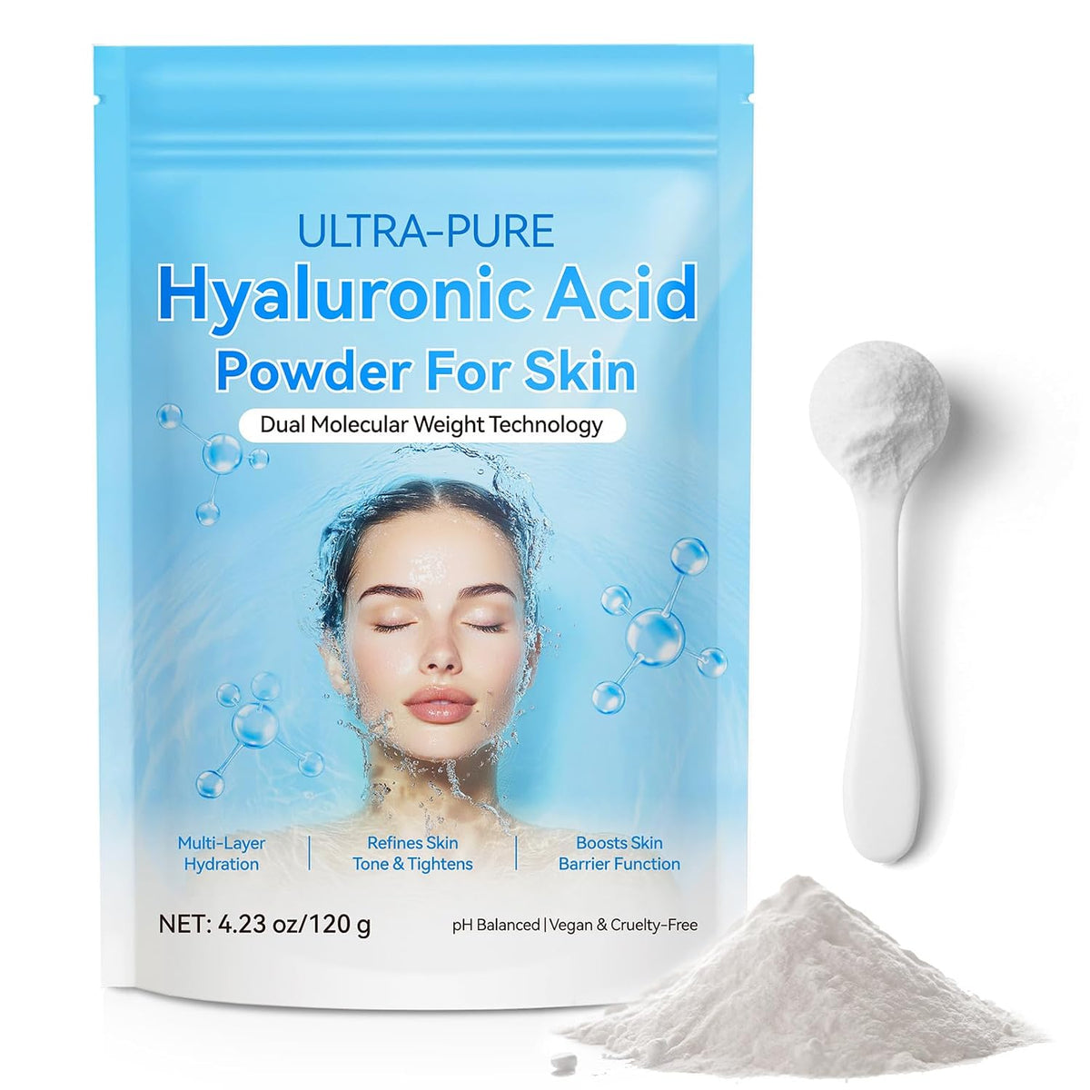 Polvo de ácido hialurónico ultra puro de 4.23 oz, polvo de hialuron...