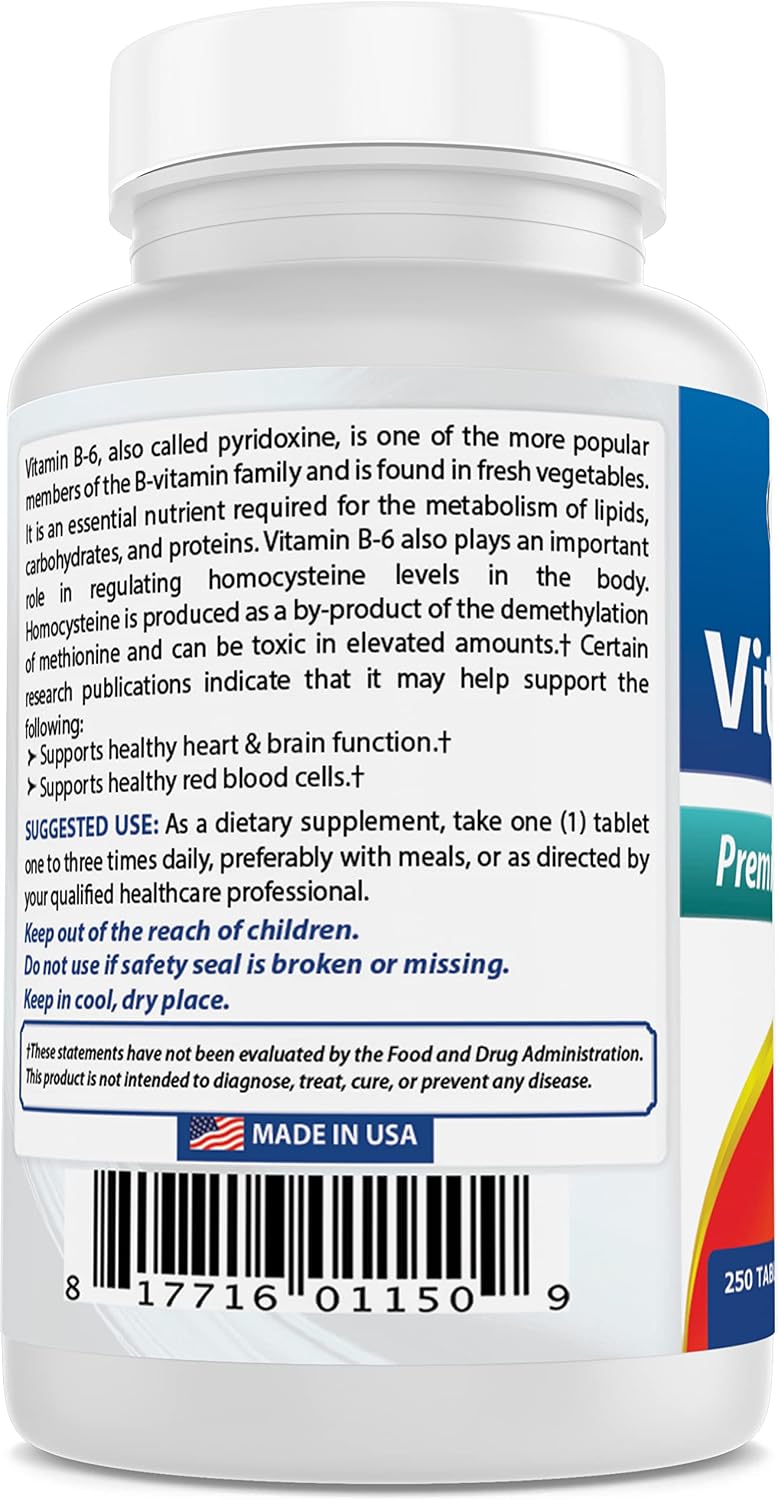Best Naturals Vitamina B6 25 mg 250 tabletas (250 unidades (paquete...