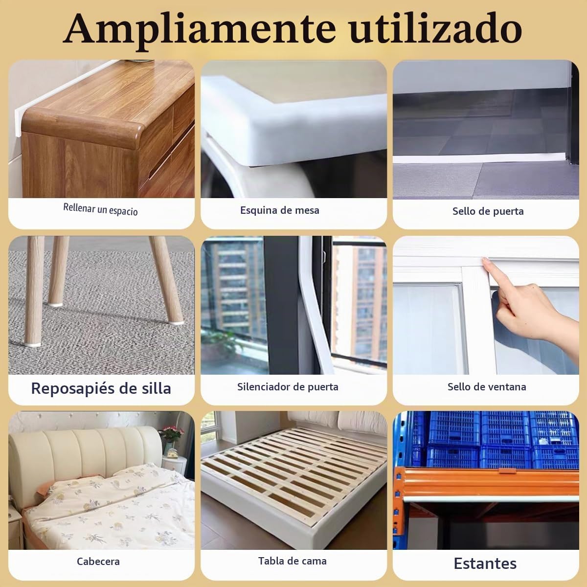 Burlete de puerta blanco, cinta de espuma autoadhesiva de alta dens...