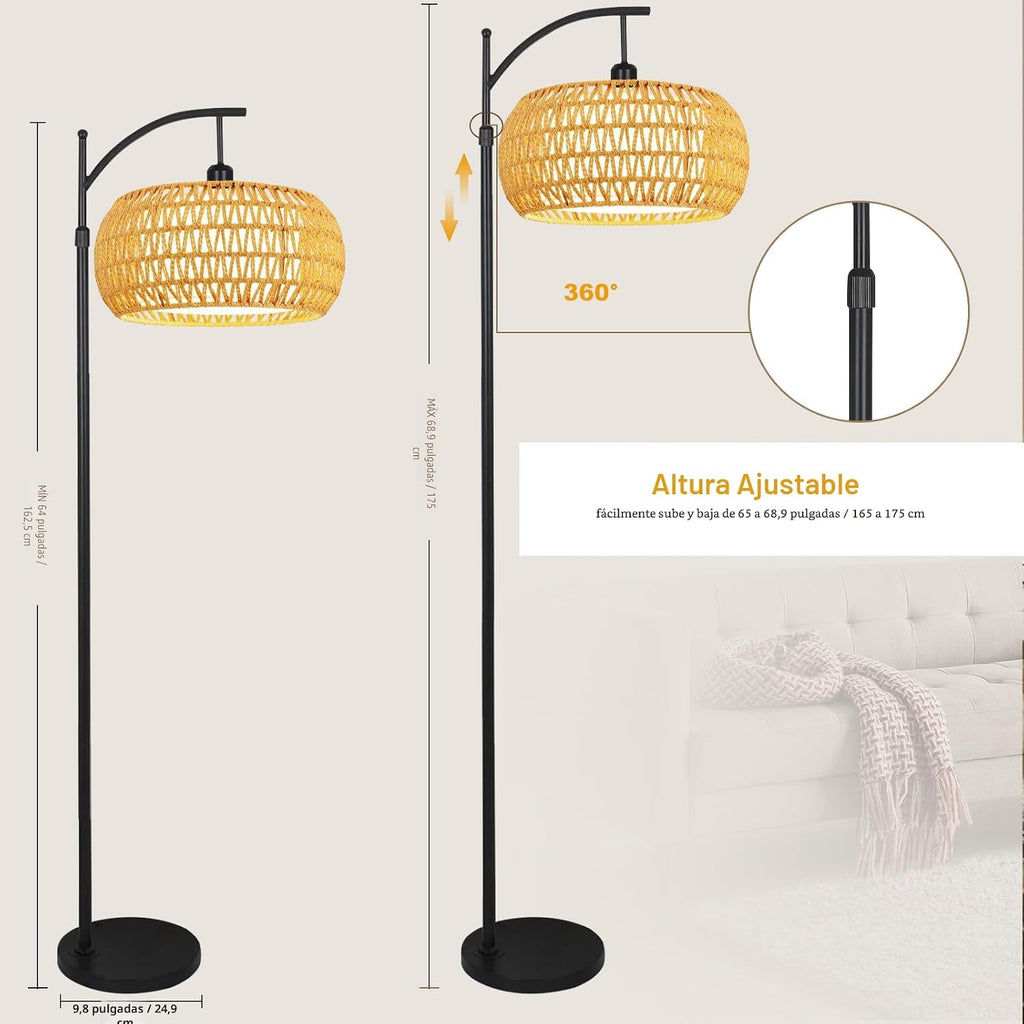 Lámparas de pie de arco para sala de estar, lámpara de pie bohemia...