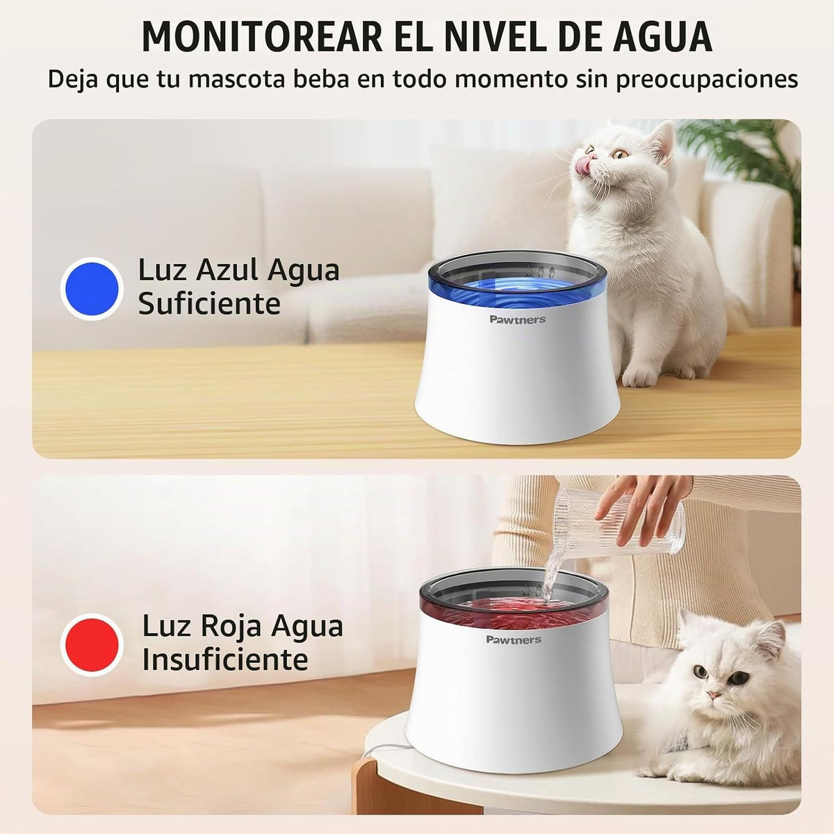 Pawtners Fuente de agua para perros, dispensador de agua para perro...
