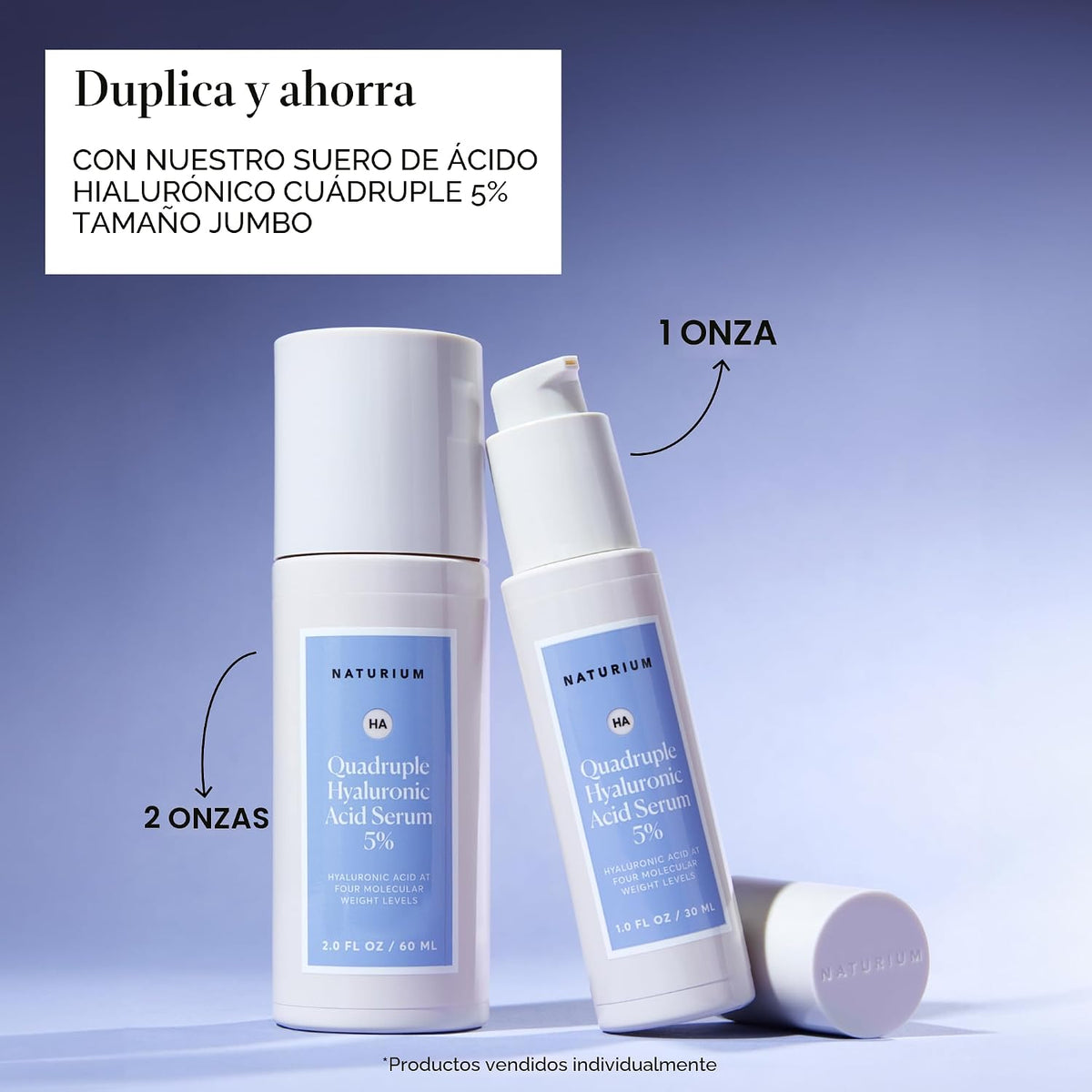 Naturium Suero Cuádruple de Ácido Hialurónico 5% Jumbo, Suero Facia...