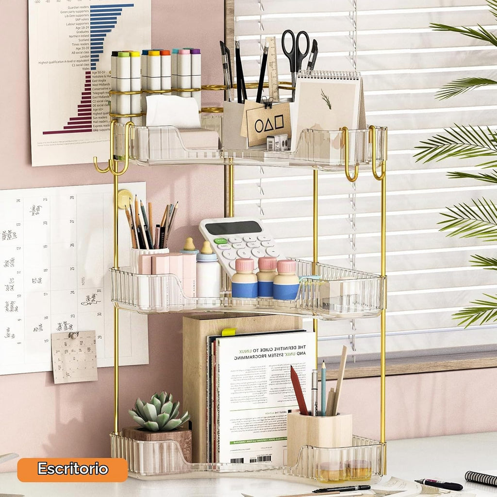 Greenby Organizador esquinero de 3 niveles para mostrador de baño,...