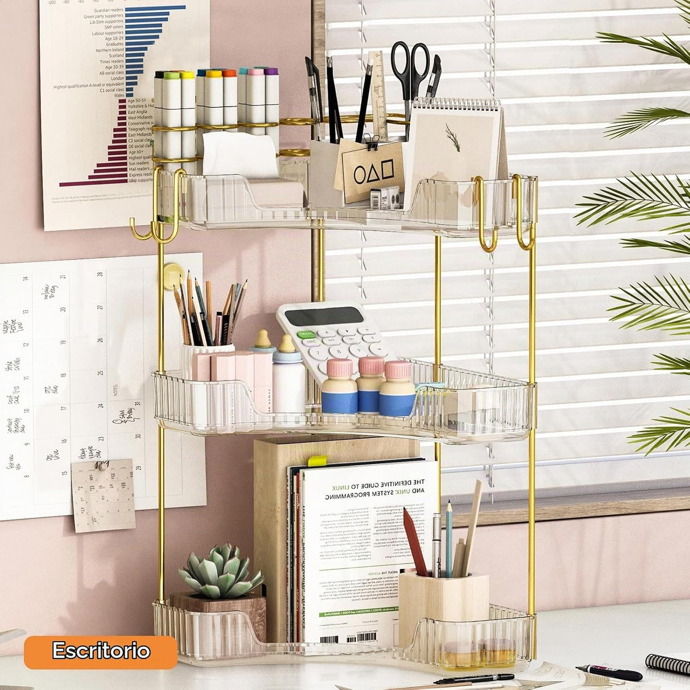 Greenby Organizador esquinero de 3 niveles para mostrador de baño,...
