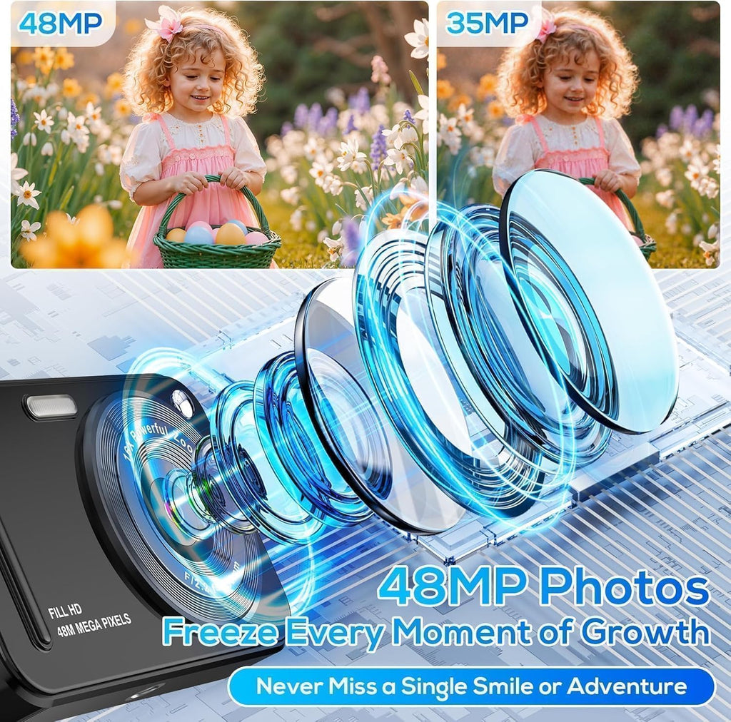 Cámara digital para niños, 48MP FHD 1080P