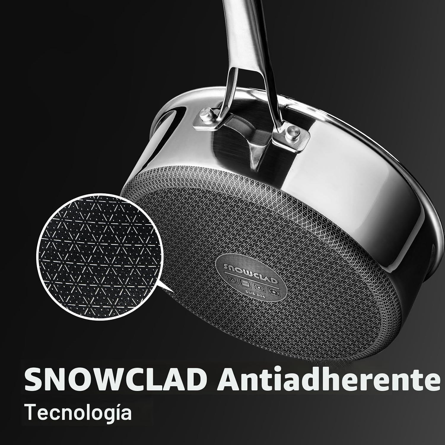 SNOWCLAD Sartenes antiadherentes con tapa, sartén salteadora híbrid...