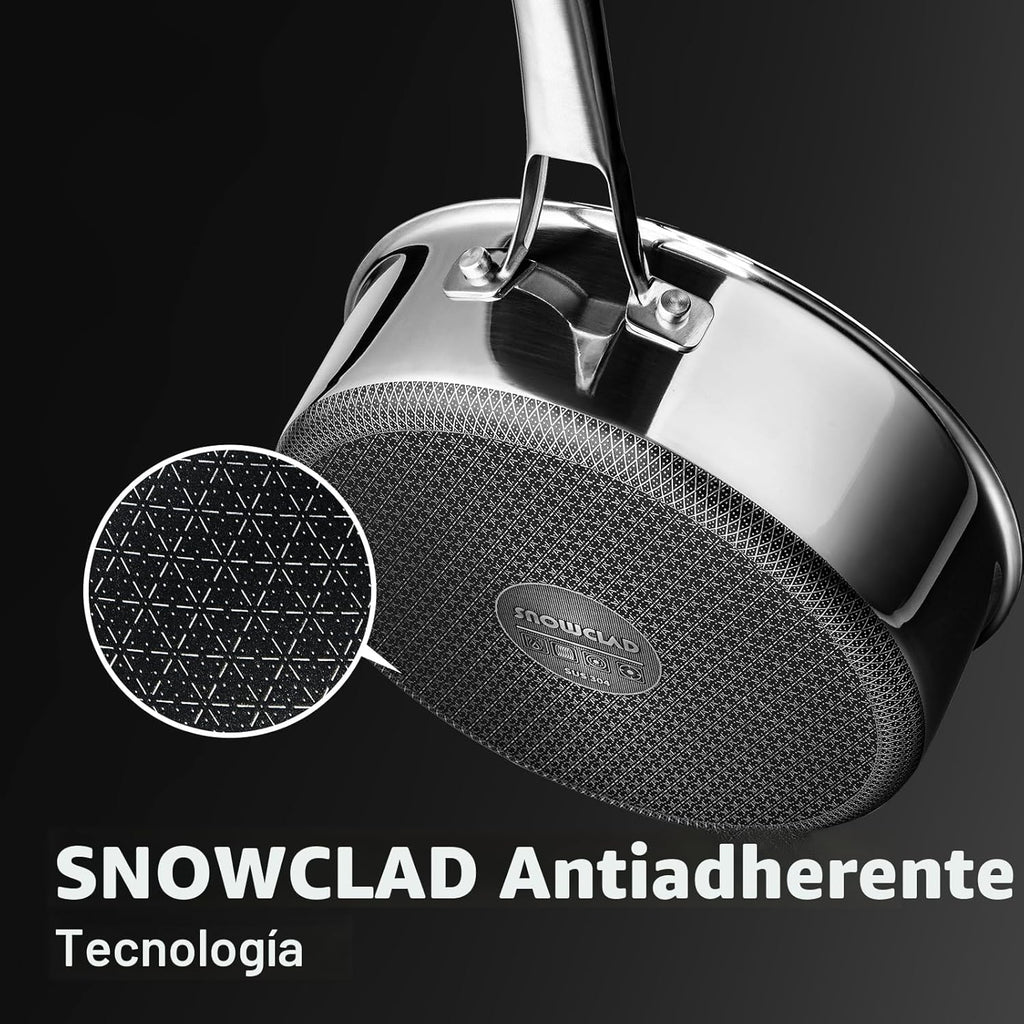 Juego de sartenes antiadherentes con tapa, sartén híbrida antiadher...