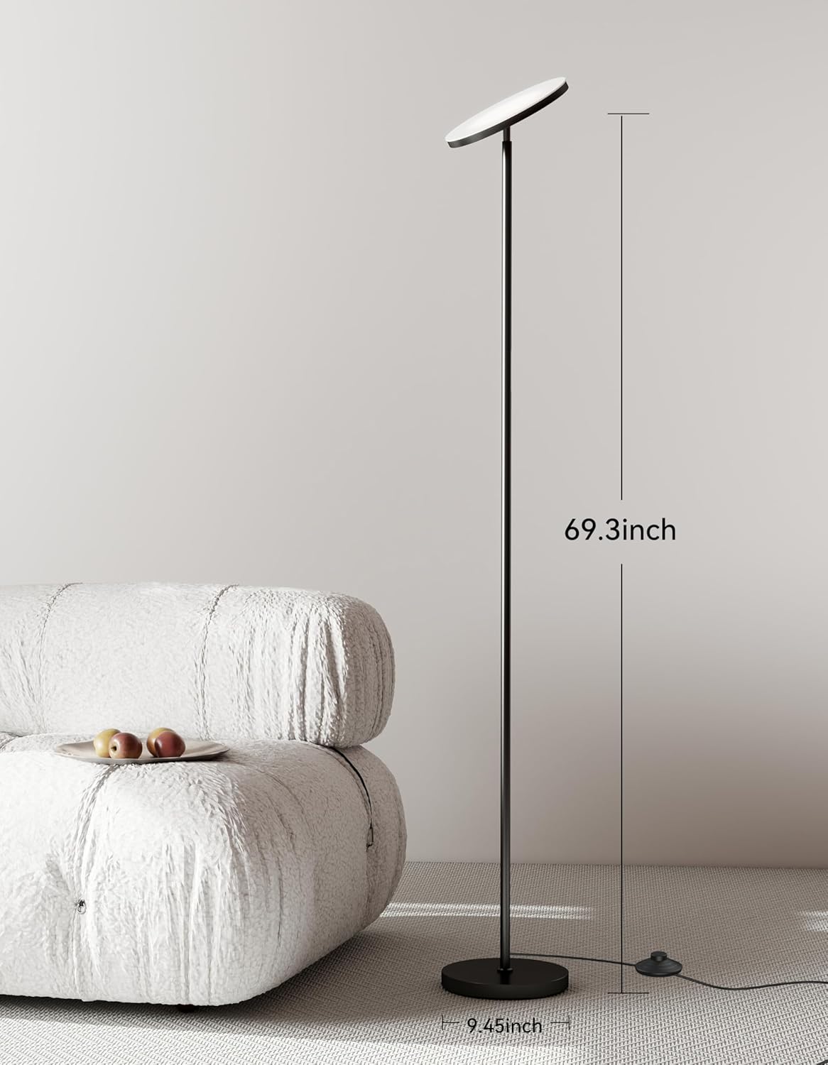 JOOFO Lámpara de pie LED Torchiere con control remoto, lámpara de p...