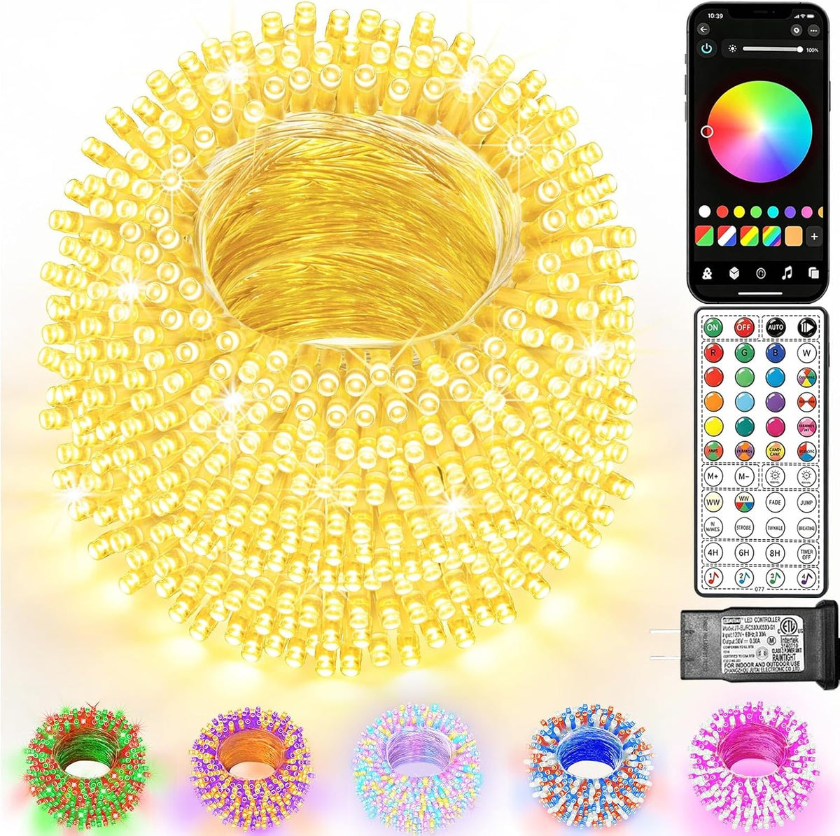 Aplicación inteligente de luces navideñas que cambian de color y co...