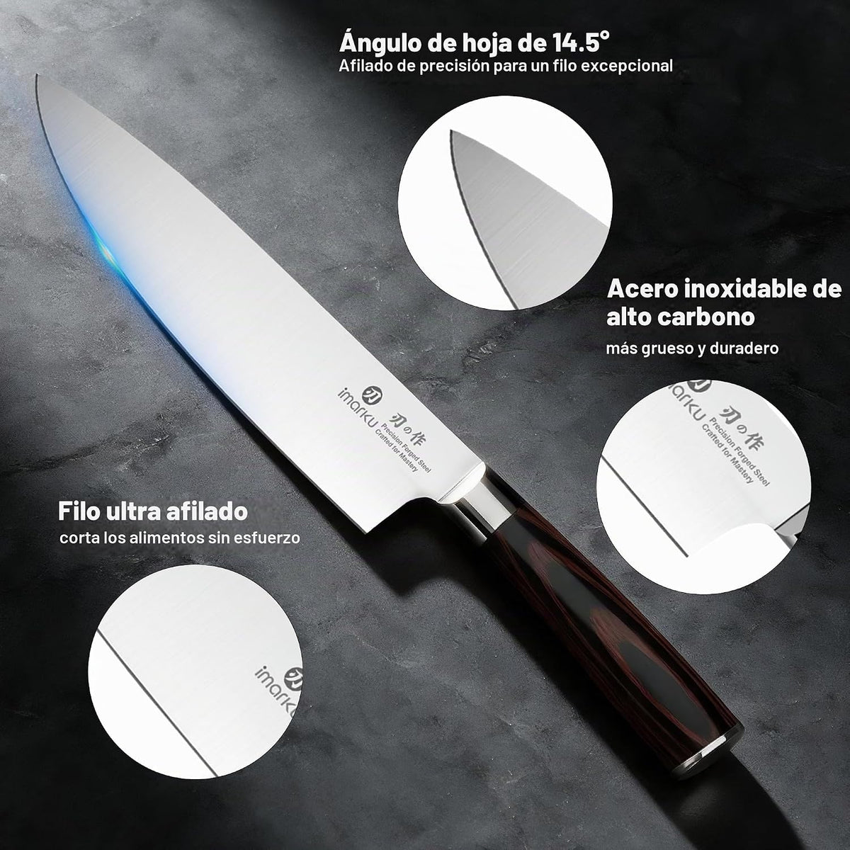 imarku Juego de cuchillos de 18 piezas con acero inoxidable de alto...