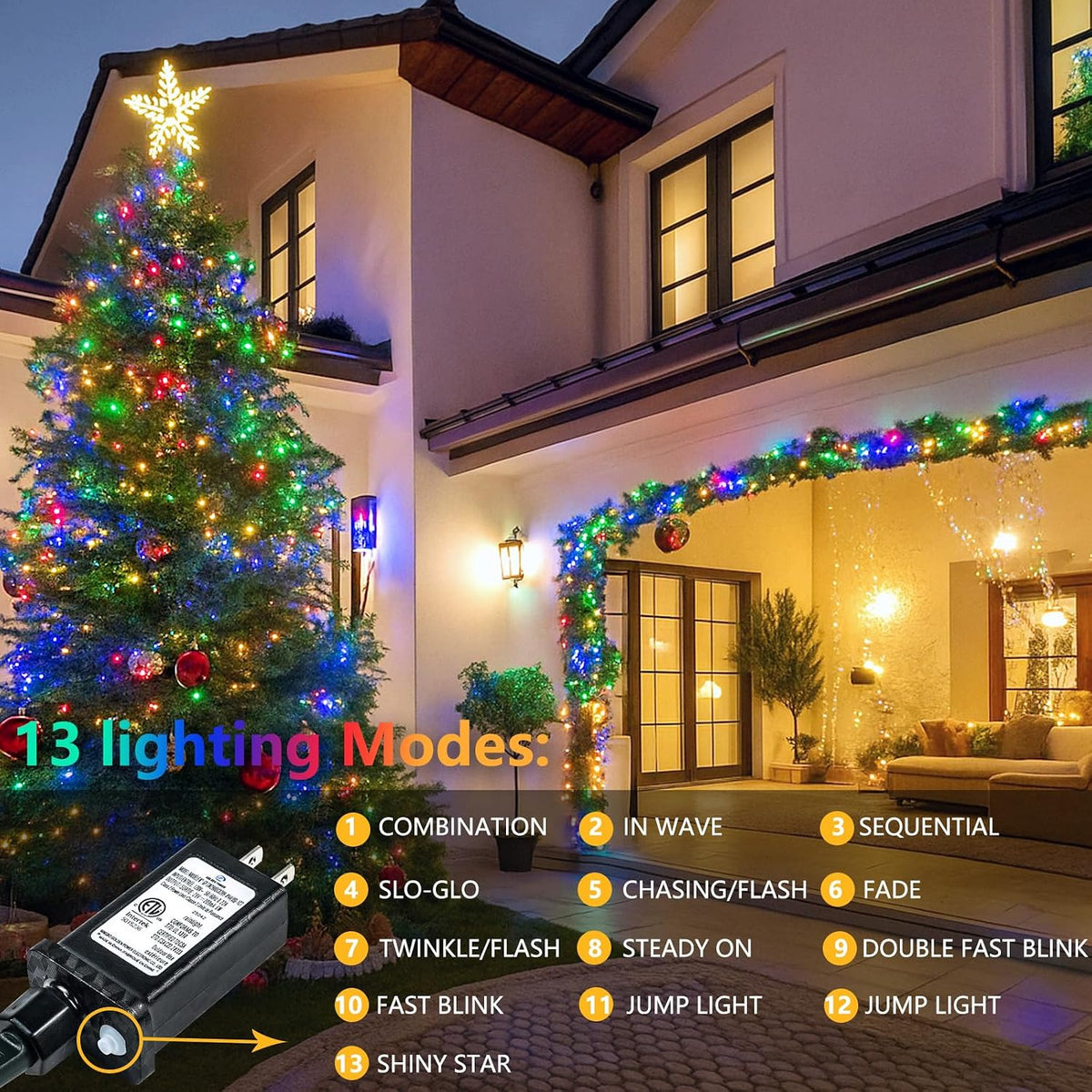 200 luces de cadena conectables LED, luces navideñas de 66 pies par...