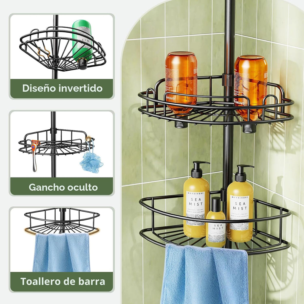 HAMITOR Estantería de esquina para ducha con poste de tensión: Orga...