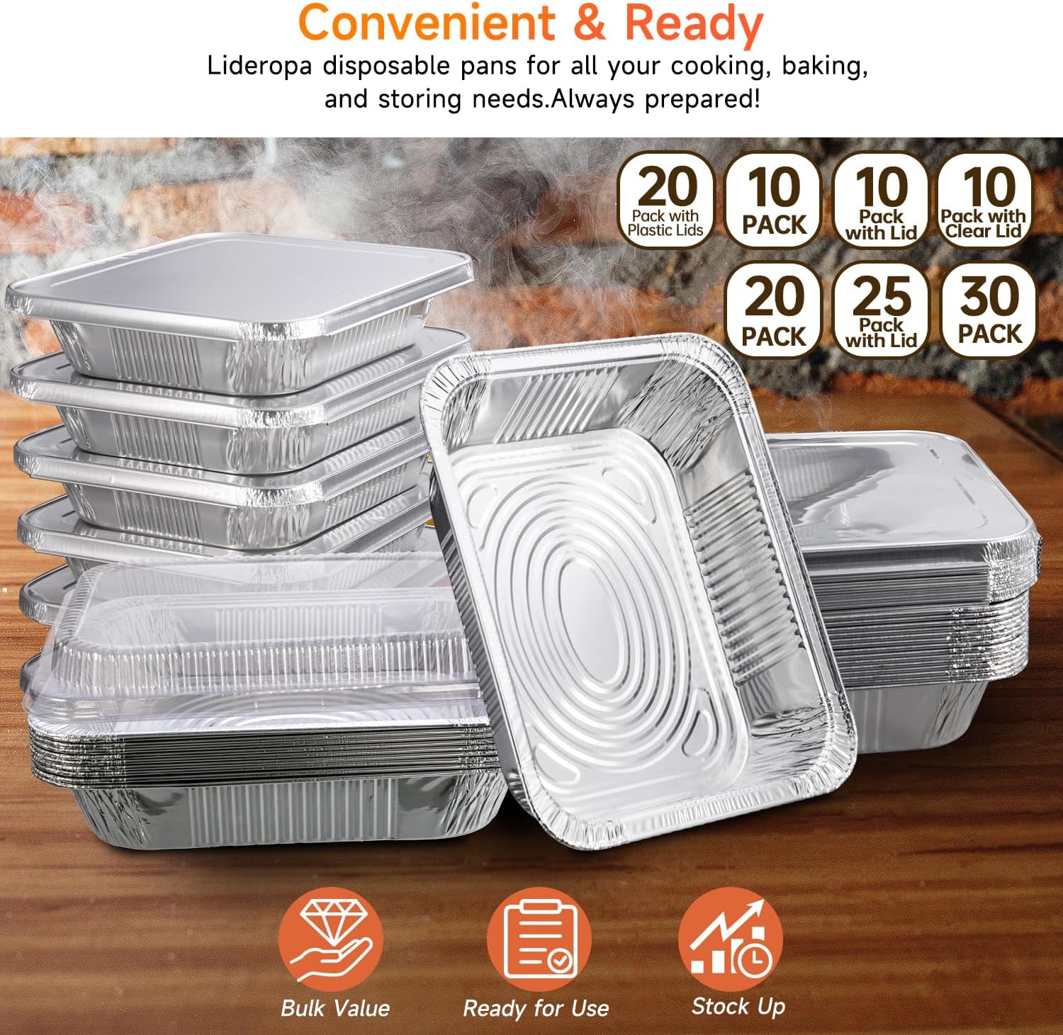 Lideropa Sartenes de aluminio con tapas transparentes de 9 x 13 pul...