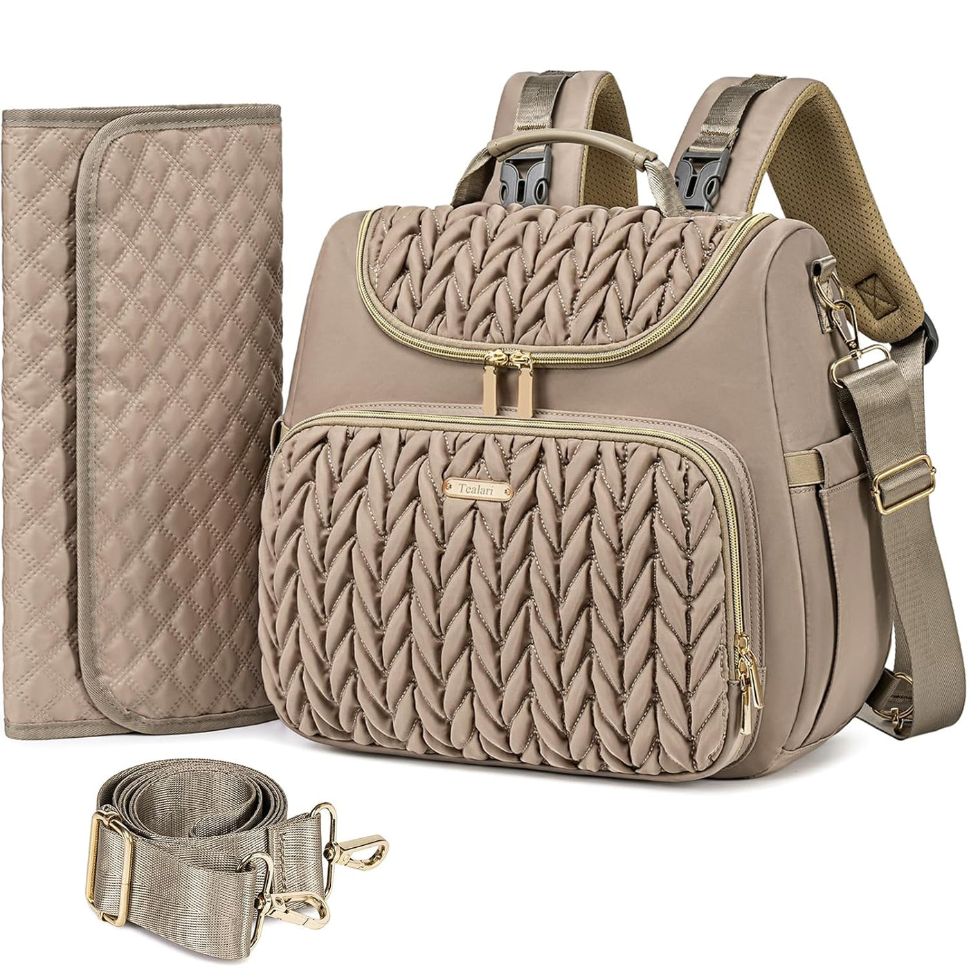 Tealari Mochila de pañales convertible 4 en 1, bolsa de pañales imp...