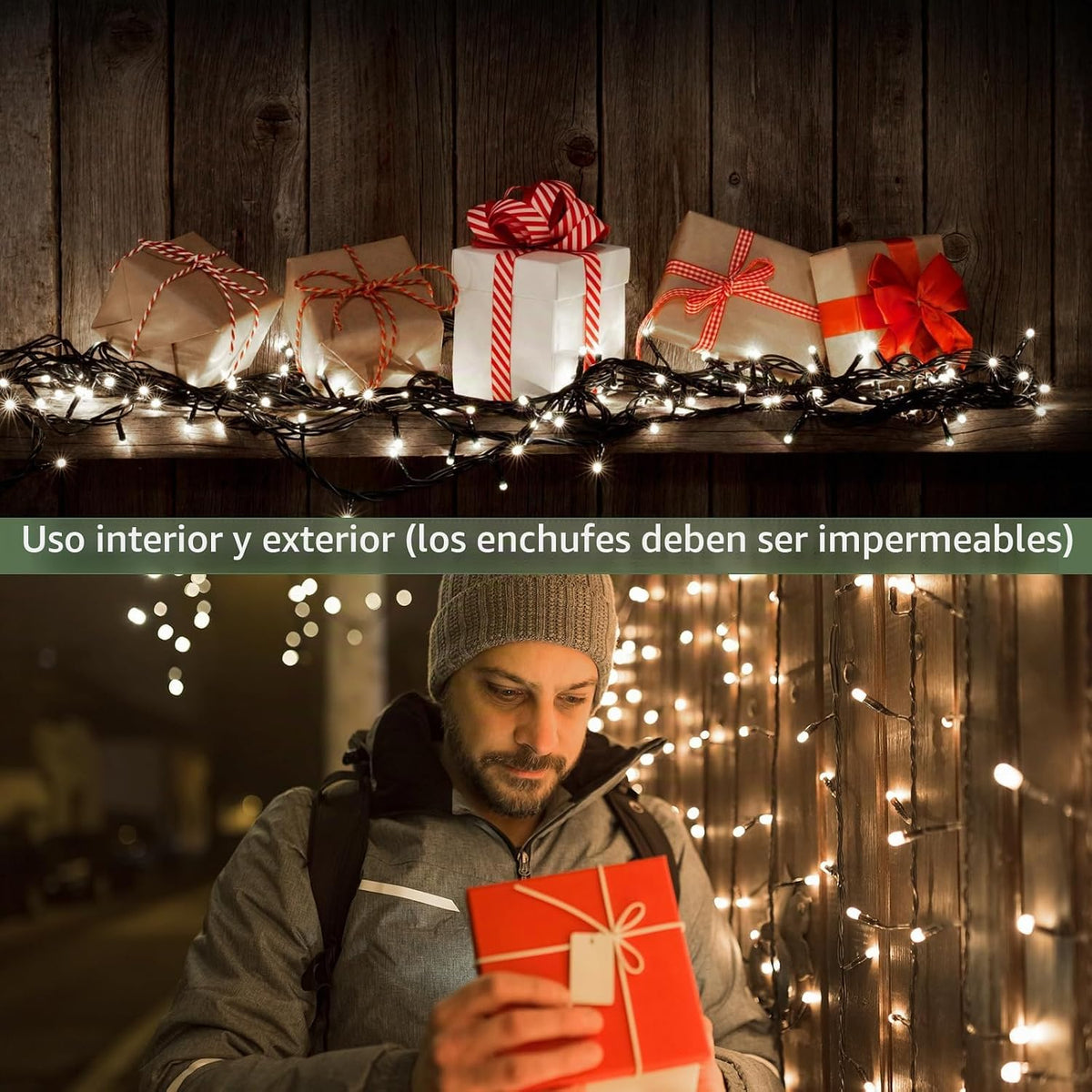 VIL Luces para árbol de Navidad con anillo, 8.2 pies, 16 líneas, 44...