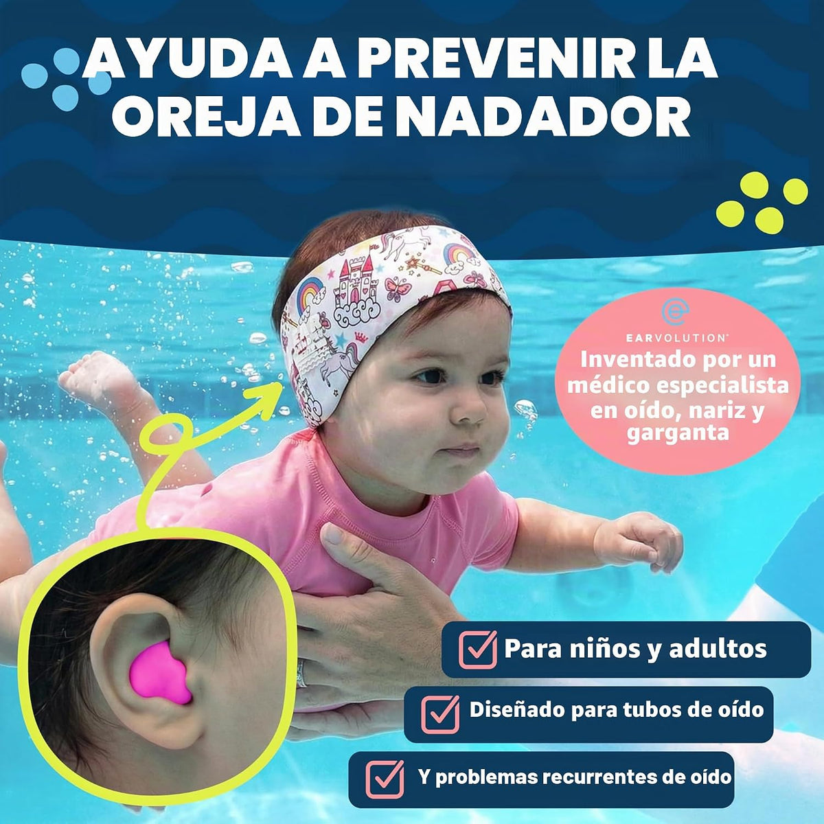 Paquete de 3 pares de tapones para los oídos flotantes de Putty Bud...