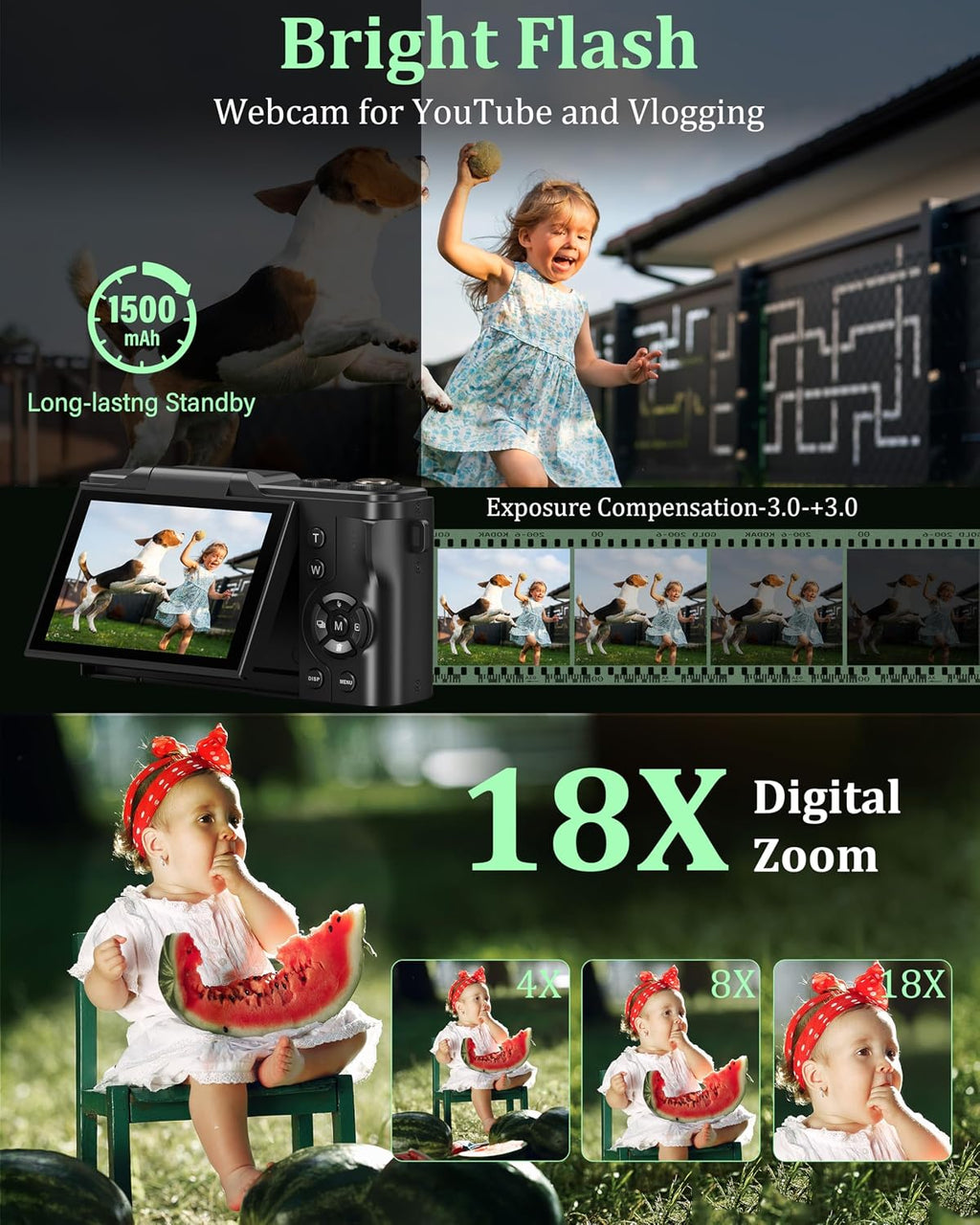 Cámara digital 4K para fotografía, cámara de vlogging de 64MP para...