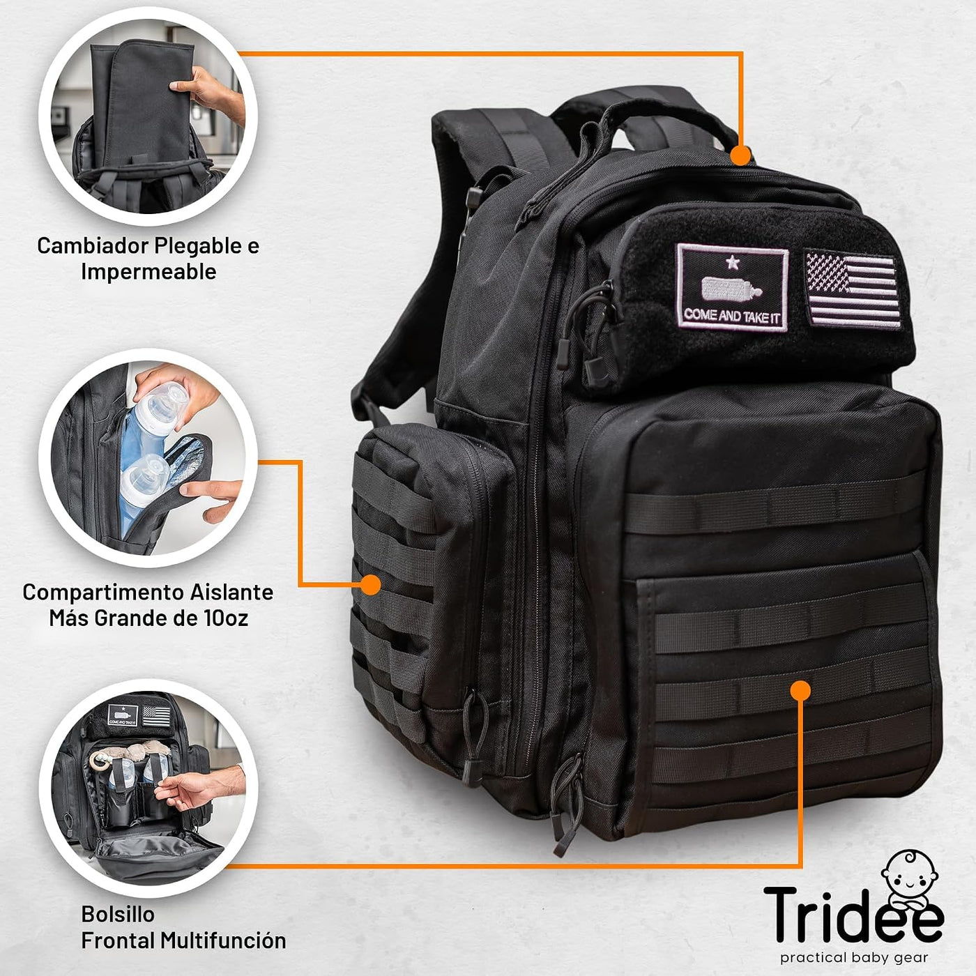 Bolsa de pañales para papá, mochila militar estilo Molle, hecha de...