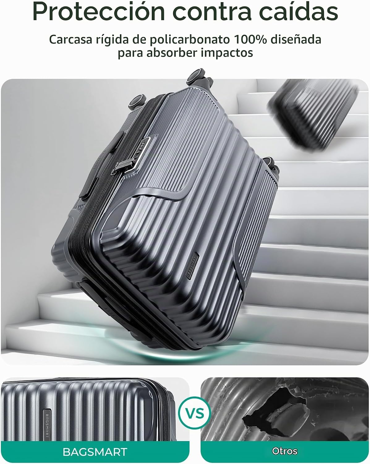 BAGSMART - Maleta de mano expandible de 22 x 14 x 9 aprobada por ae...