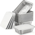 Julpvom Paquete de 50 bandejas de aluminio con tapas, recipientes d...