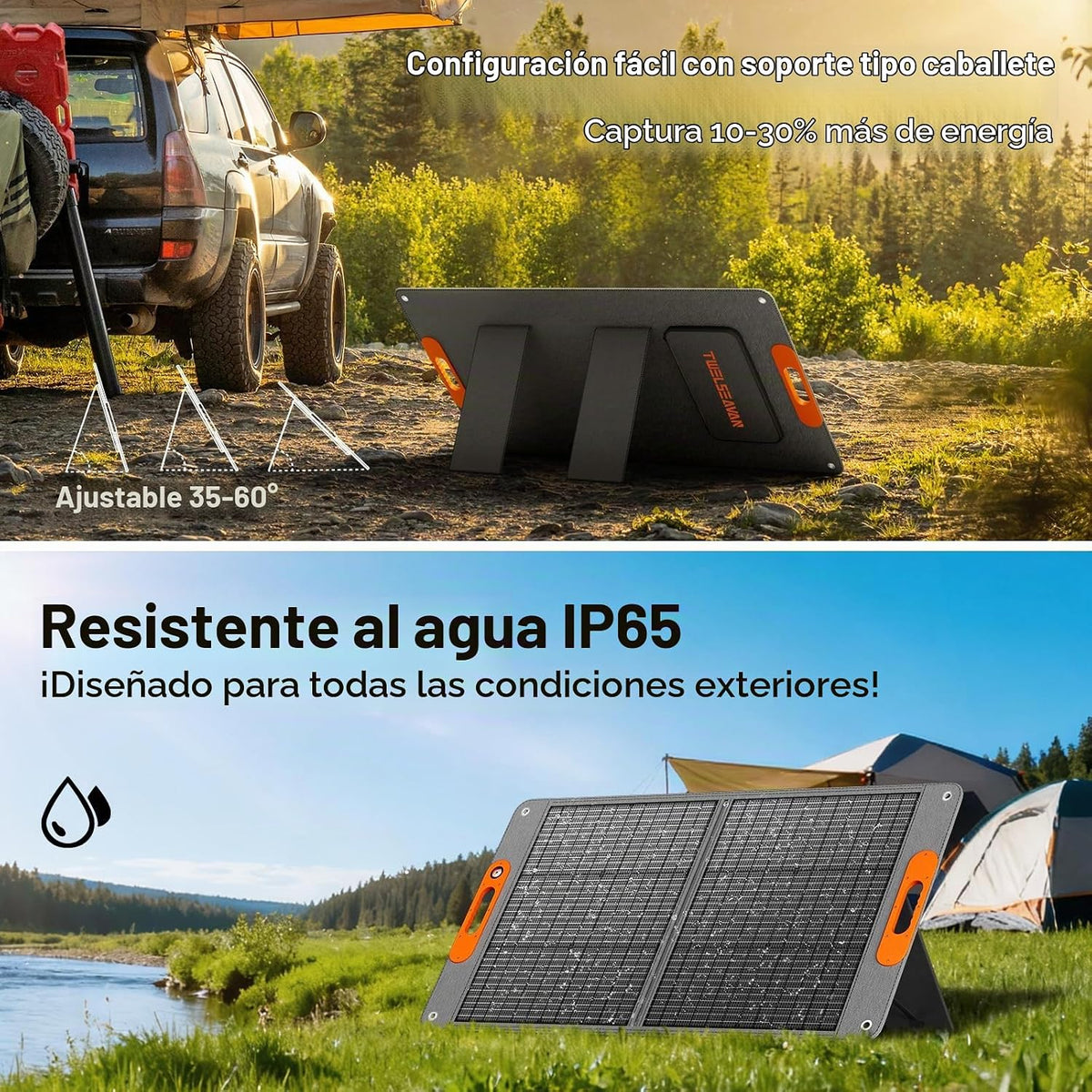 Panel solar portátil de 100 W para estación de energía, cargador de...