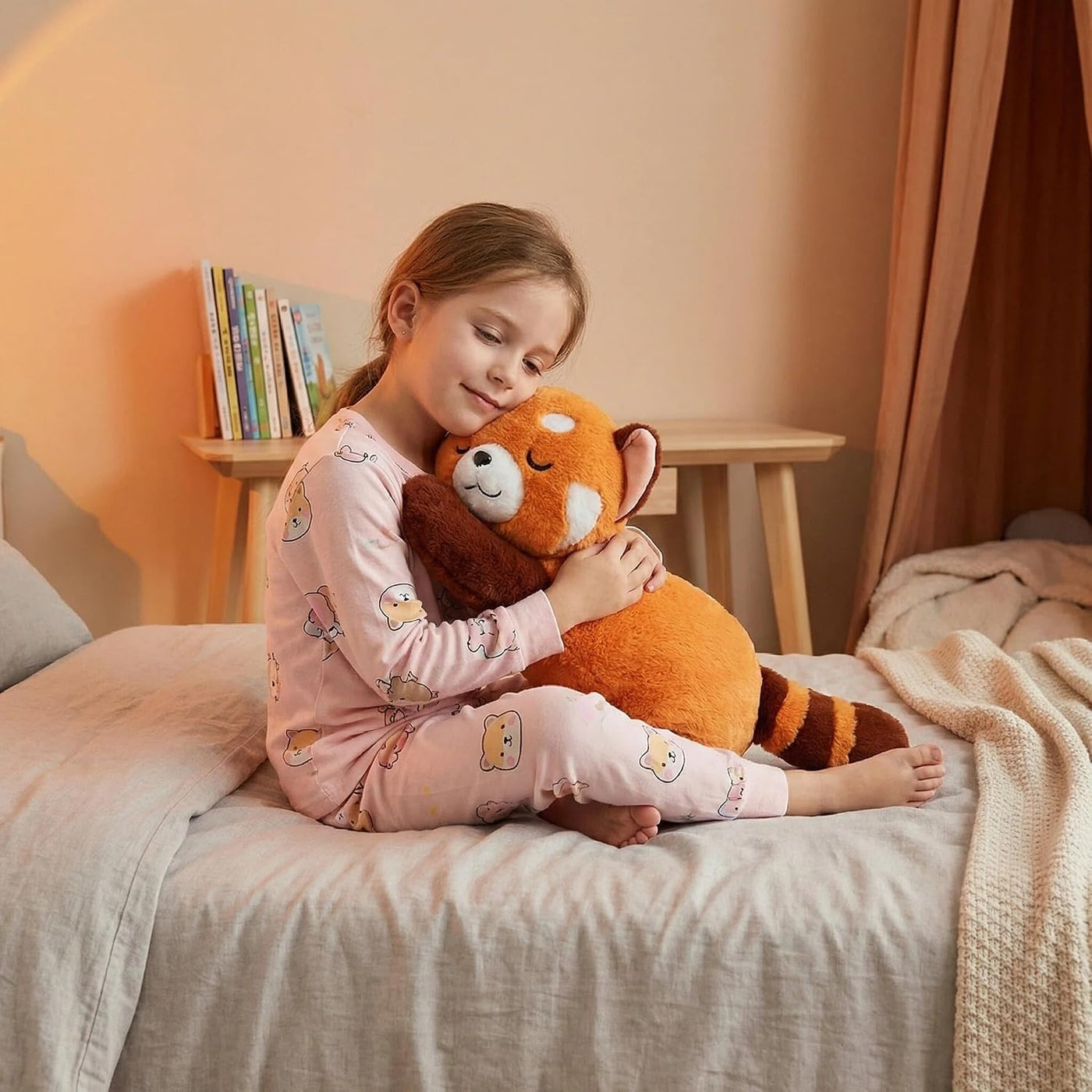 Liraziva Peluche de panda rojo lindo juguete de peluche suave 90cm\...
