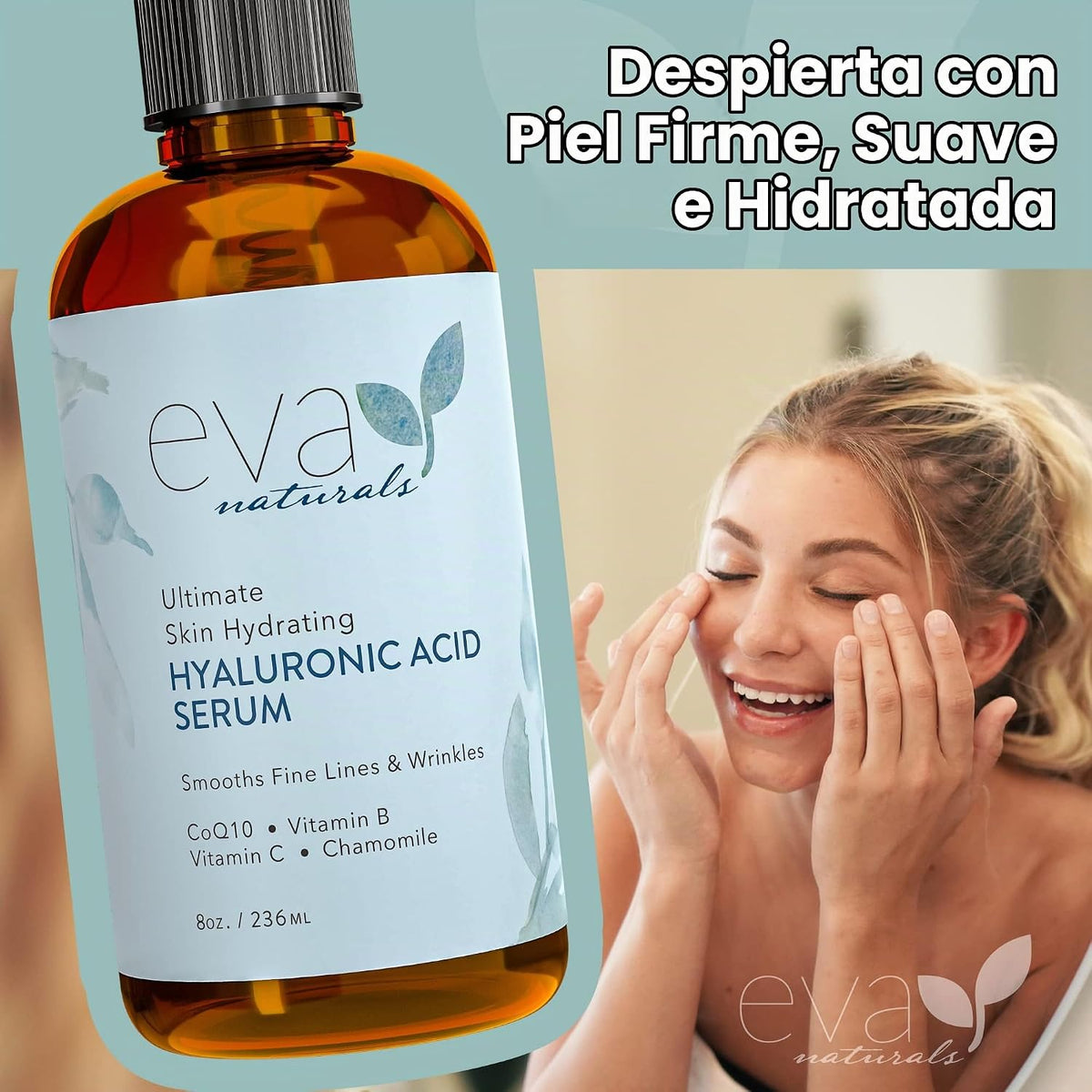Eva Naturals - Suero facial de ácido hialurónico, antienvejecimient...