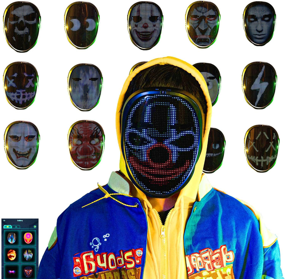 Foggizo Máscara LED con aplicación "Fiebre de Cosplay", más...