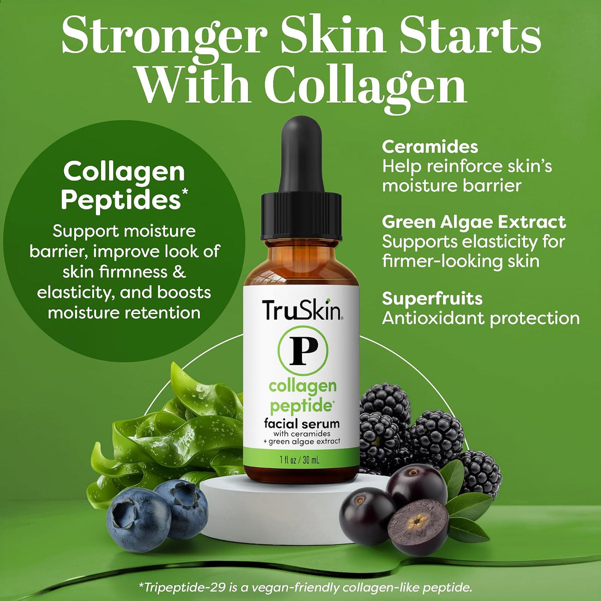 TruSkin Peptide Duo - Suero de péptido de colágeno 1 oz con gel par...