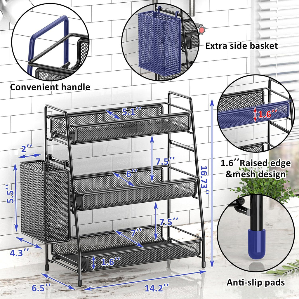 EKNITEY Organizador de encimera de baño con estante de 3 niveles -...