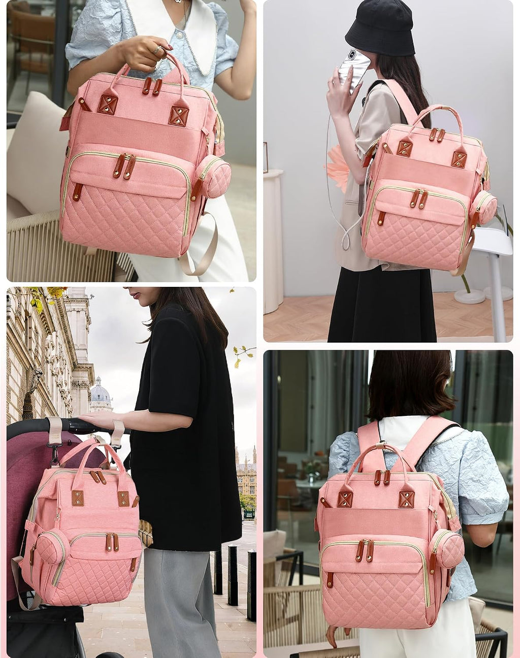 Lamroro Bolsa de pañales con cambiador, mochila impermeable 3 en 1...