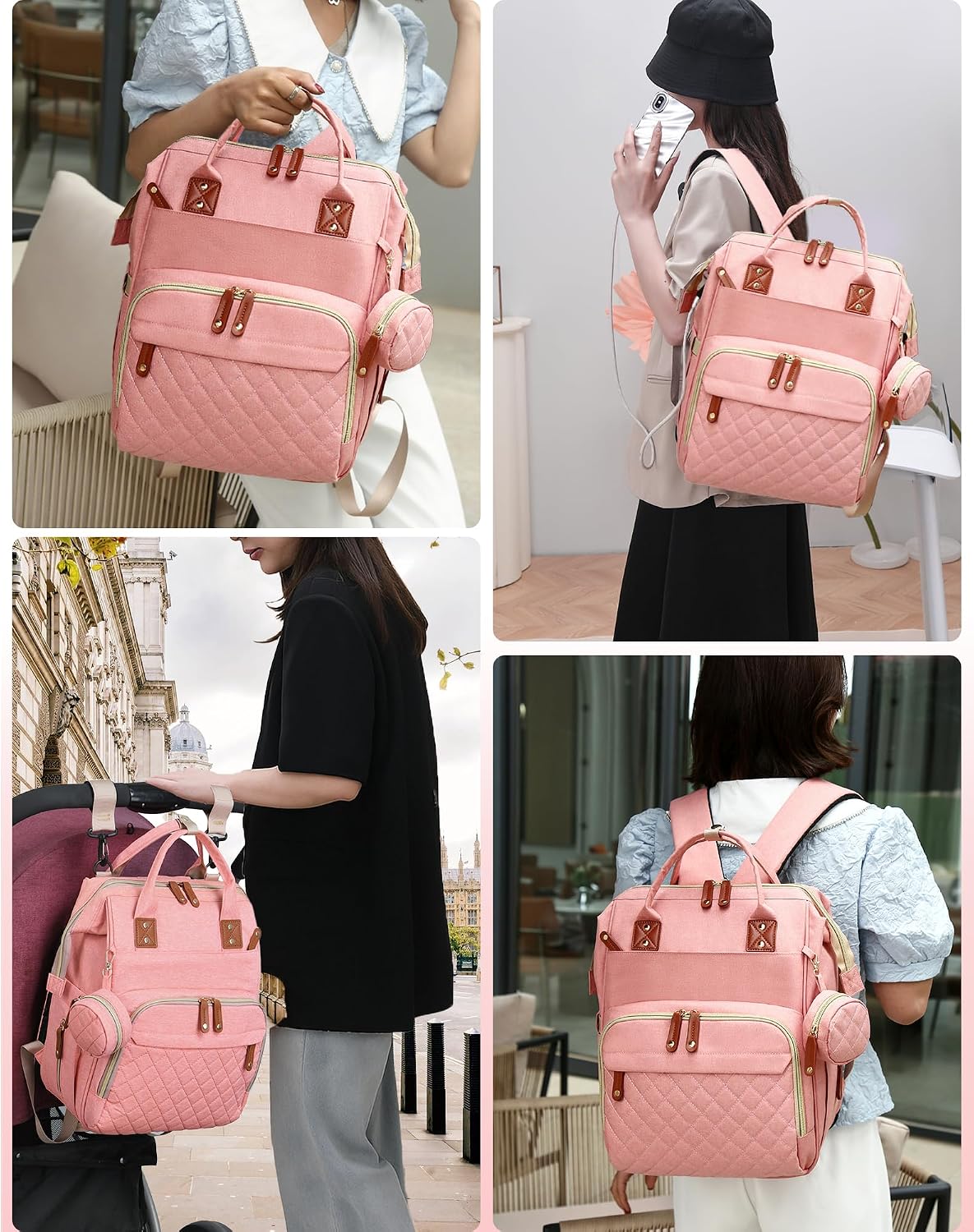 Lamroro Bolsa de pañales con cambiador, mochila impermeable 3 en 1...