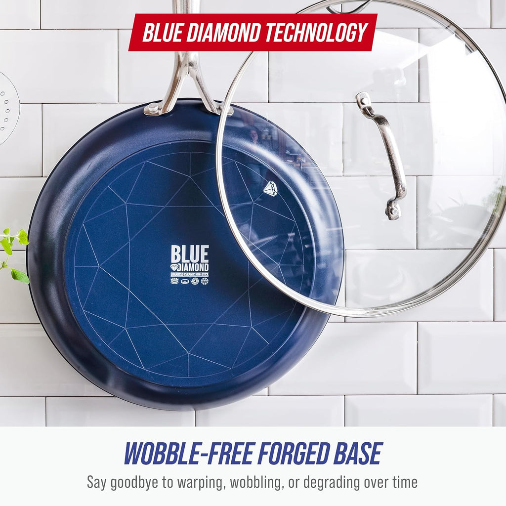 Blue Diamond - Sartén de 12 pulg de cerámica con infusión de diaman...