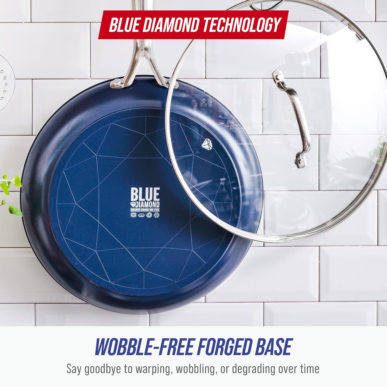 Blue Diamond - Sartén de 12 pulg de cerámica con infusión de diaman...