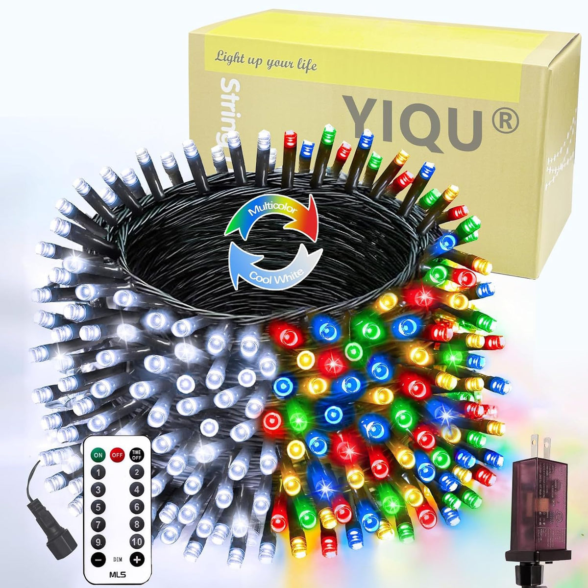 Luz navideña que cambia de color conectable de 75,8 pies con tempor...