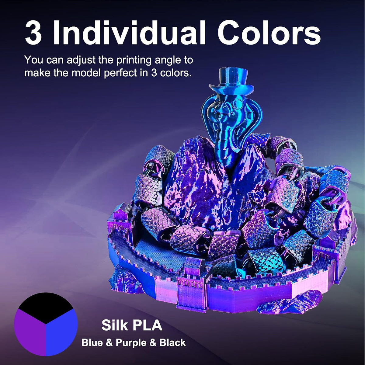 ERYONE Filamento PLA Tricolor de Seda para Impresora 3D 1.75mm +\/-...