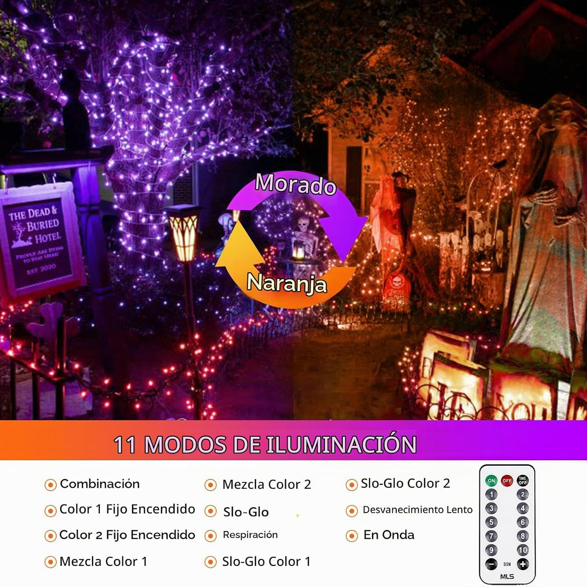 Guirnalda de 200 luces LED conectables con control remoto, luces de...