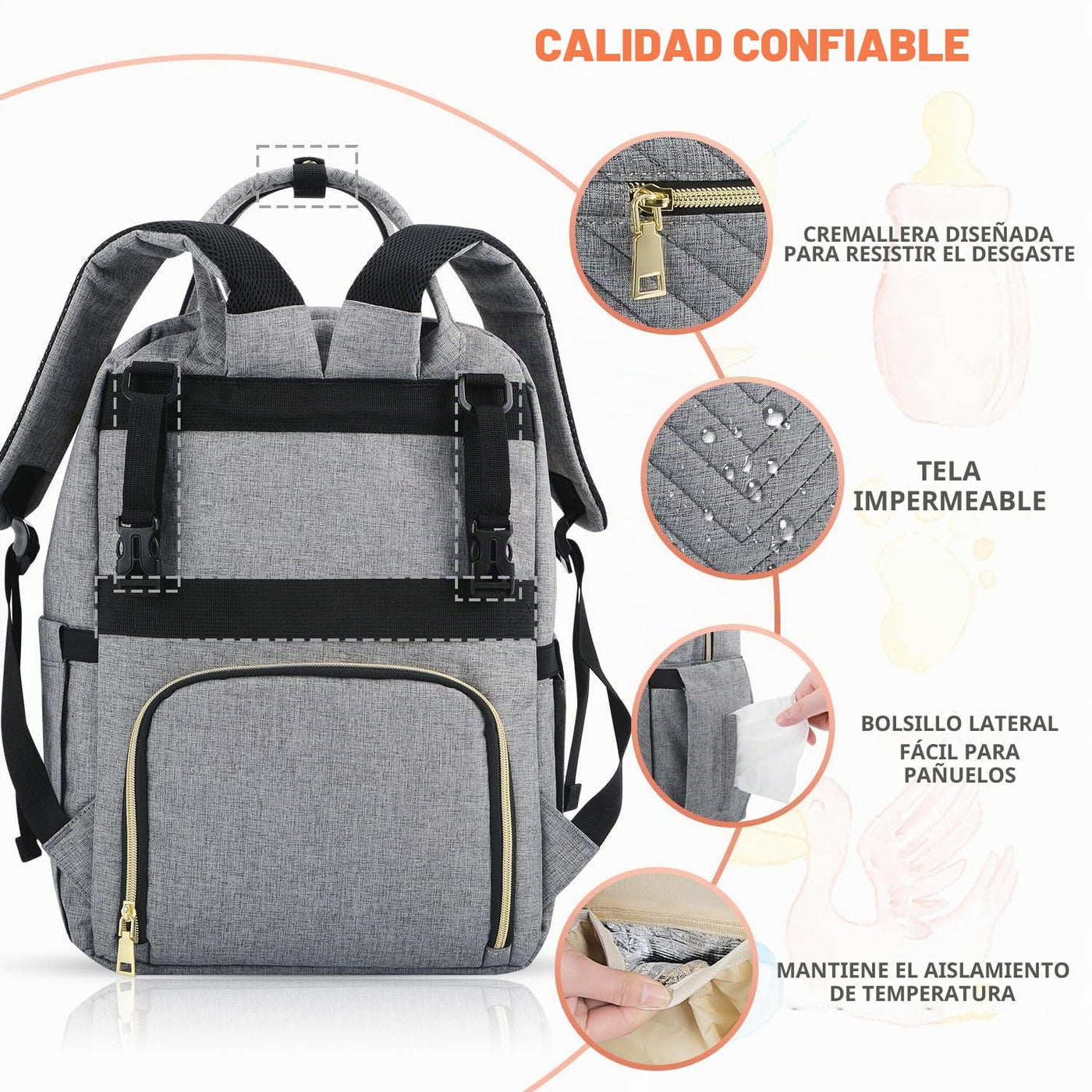 Tenot Mochila para pañales de bebé, bolsas de pañales de viaje para...