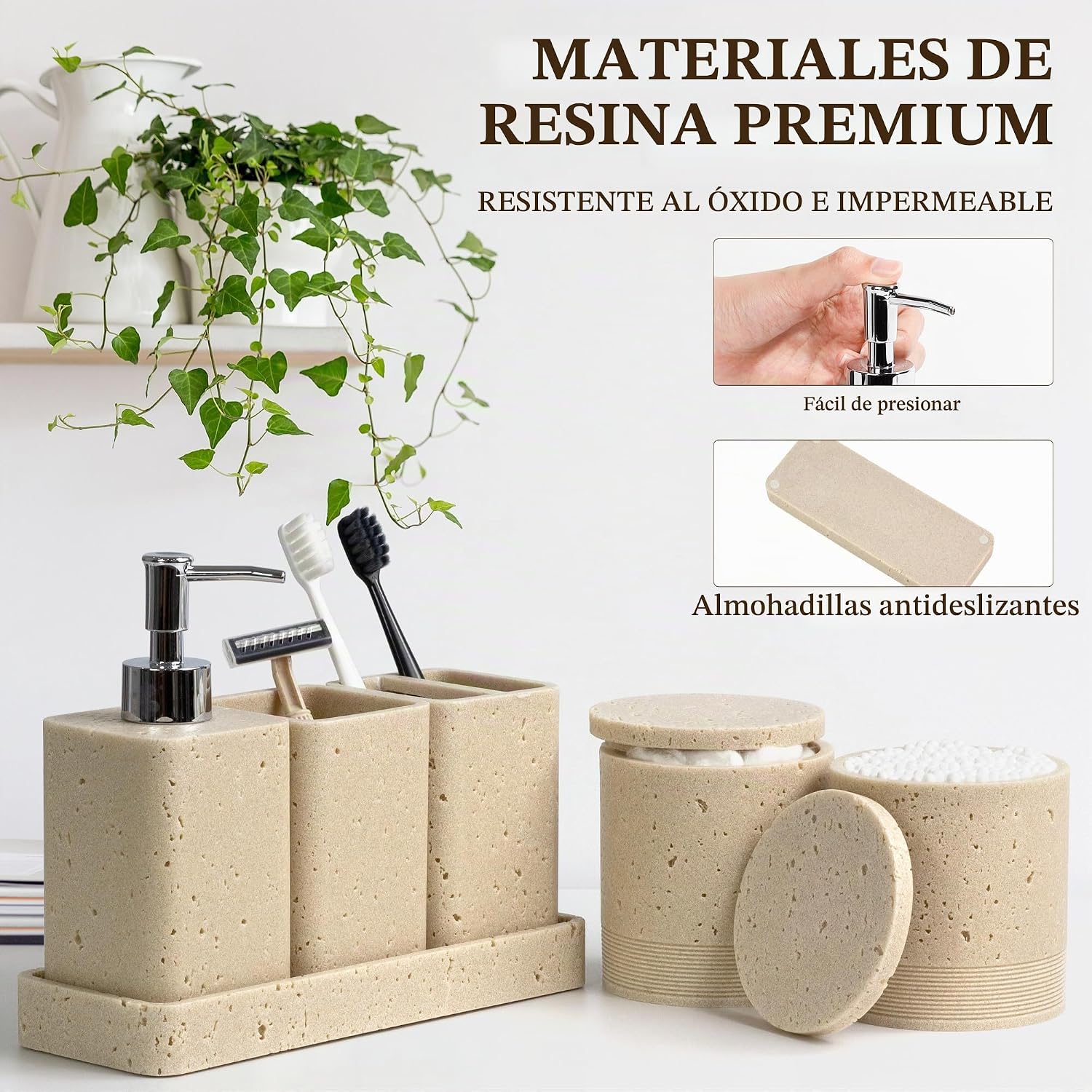 Juego de accesorios de baño, juego de baño de 6 piezas con soportes...